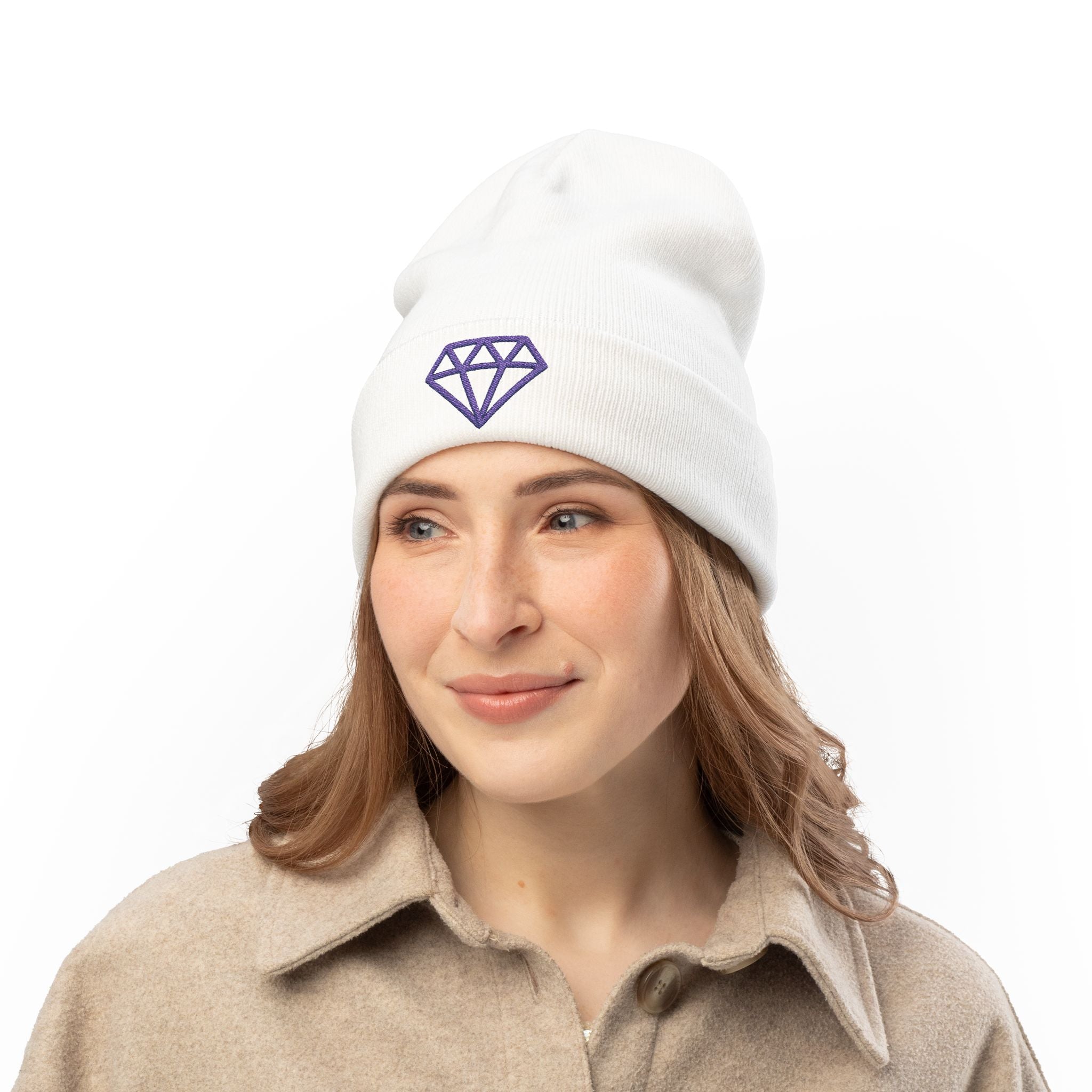 Stylish Diamond Embroidered Knit Beanie, Winter Accessory, Unisex Gift, Cozy Headwear, Perfect for Outdoor Activities, Trendy Fashion