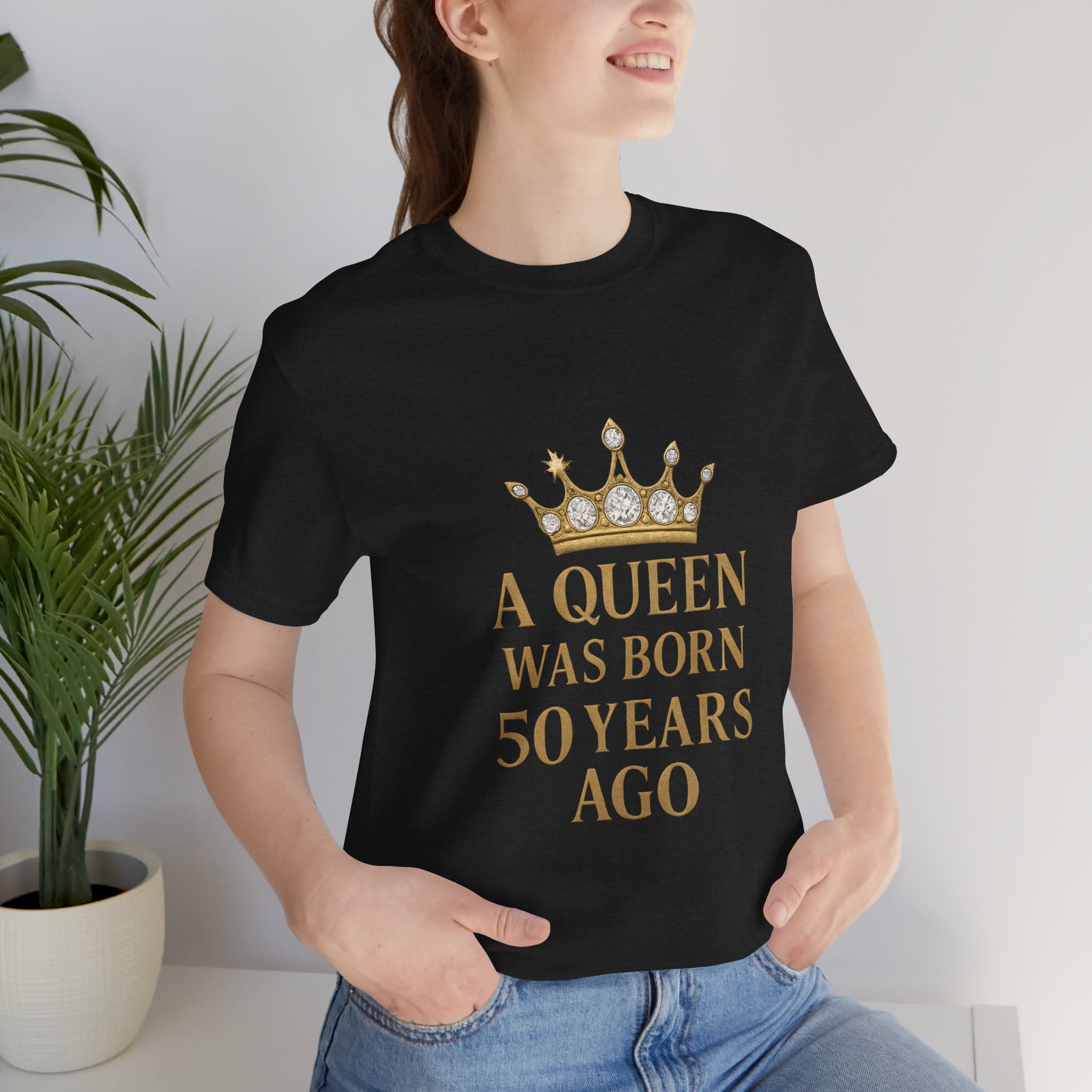 50th Birthday Queen Tee, A Queen Was Born 50 Years Ago Shirt, Anniversary Gift, Retro T-Shirt, Crown Design Tee