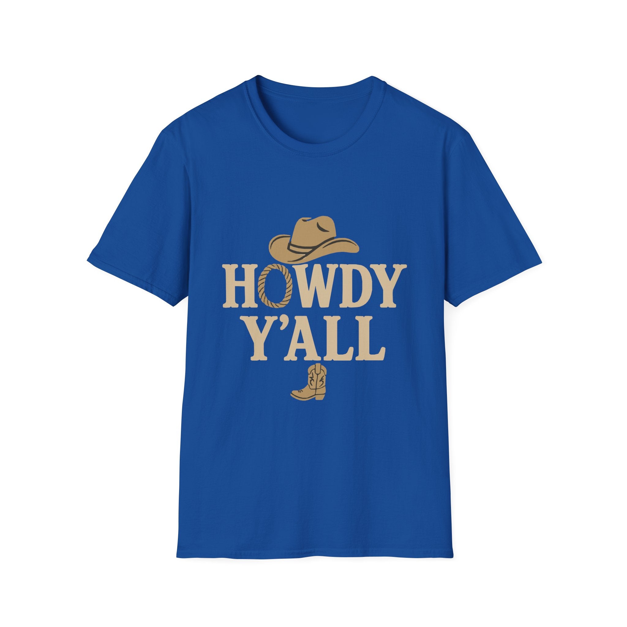 Howdy Y'all Western T-Shirt, Cowboy Tee, Country Music Shirt, Gift for Cowpoke, Unisex Softstyle Shirt