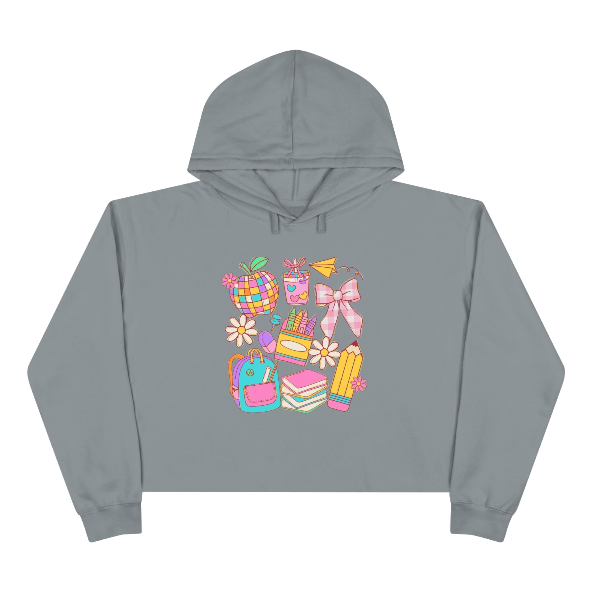 Colorful Back to School Crop Hoodie - Cute and Vibrant Pullover for Students, Fun School Fashion, Teen Girls Sweatshirt, Stylish Sweater,