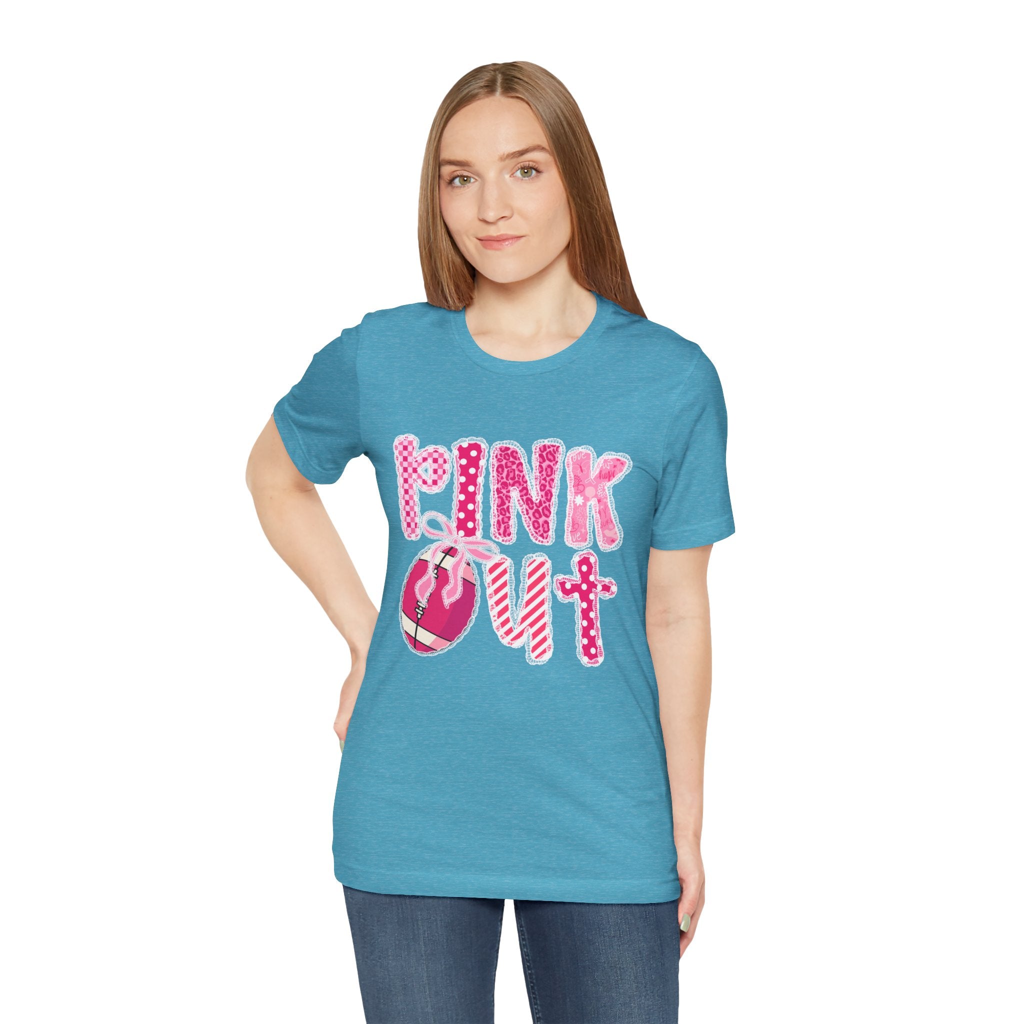 Cute Pink 'PINK OUT' Unisex Tee, Perfect for Breast Cancer Awareness, Casual Wear, Gift for Friends, Fundraising Events, or Team Spirit