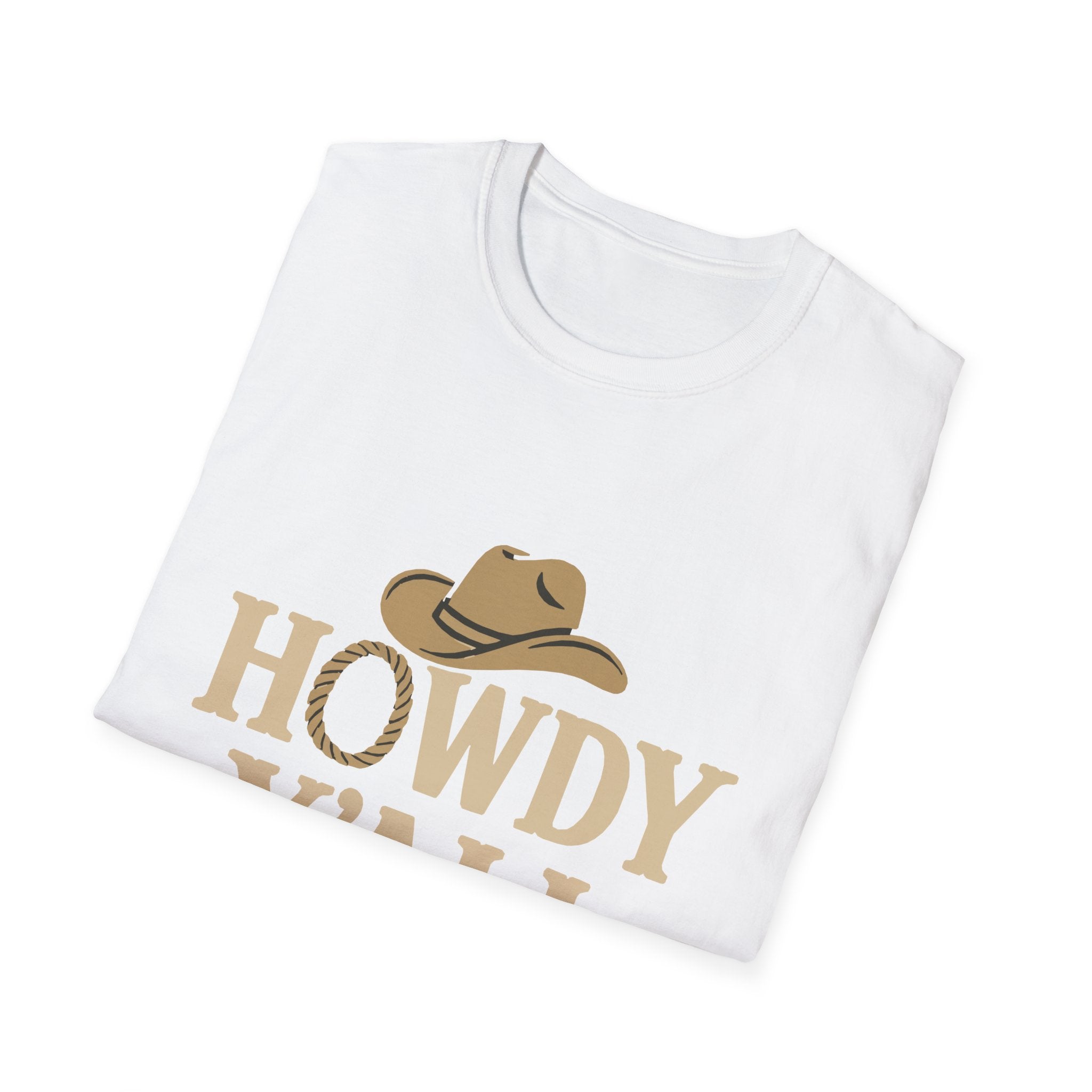 Howdy Y'all Western T-Shirt, Cowboy Tee, Country Music Shirt, Gift for Cowpoke, Unisex Softstyle Shirt