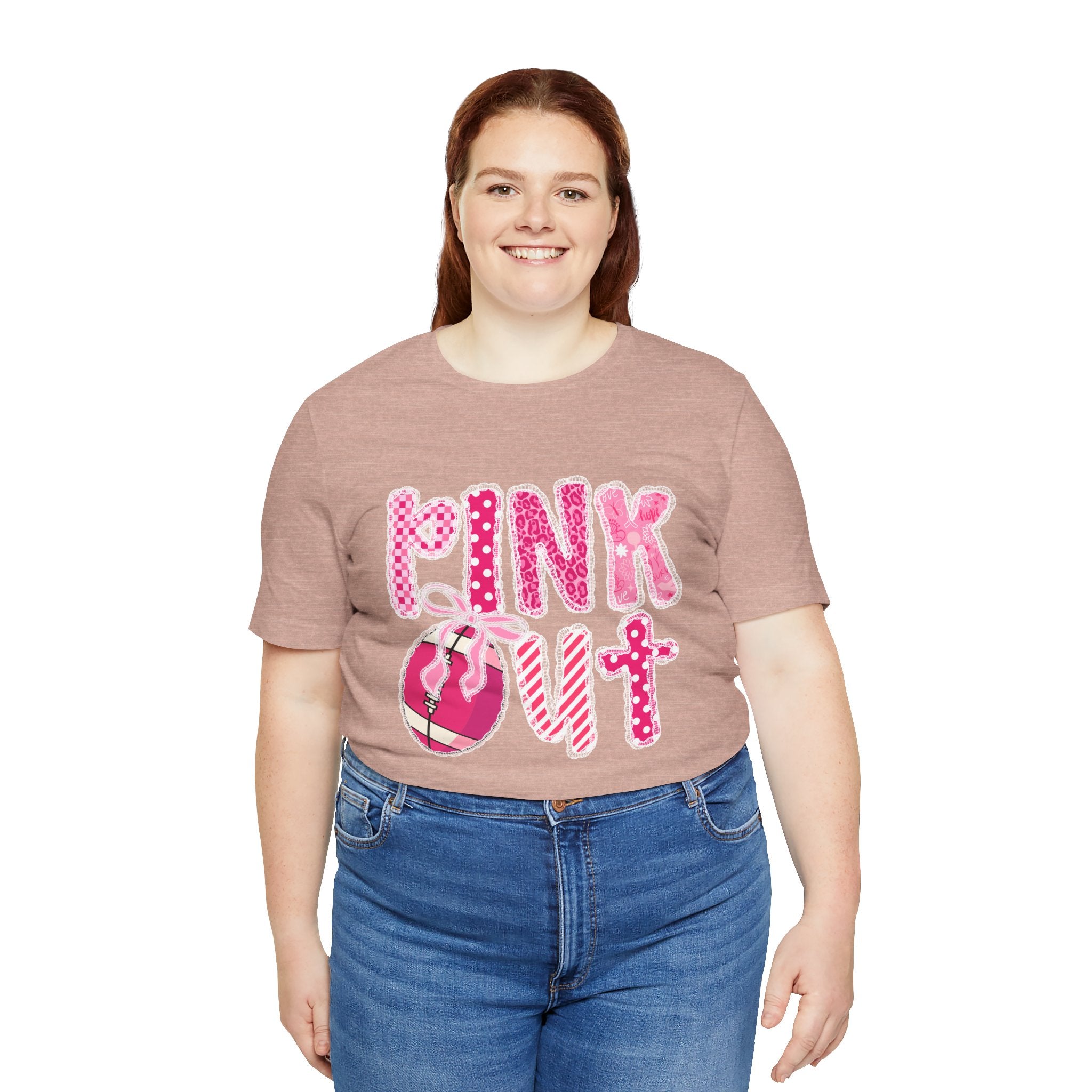 Cute Pink 'PINK OUT' Unisex Tee, Perfect for Breast Cancer Awareness, Casual Wear, Gift for Friends, Fundraising Events, or Team Spirit