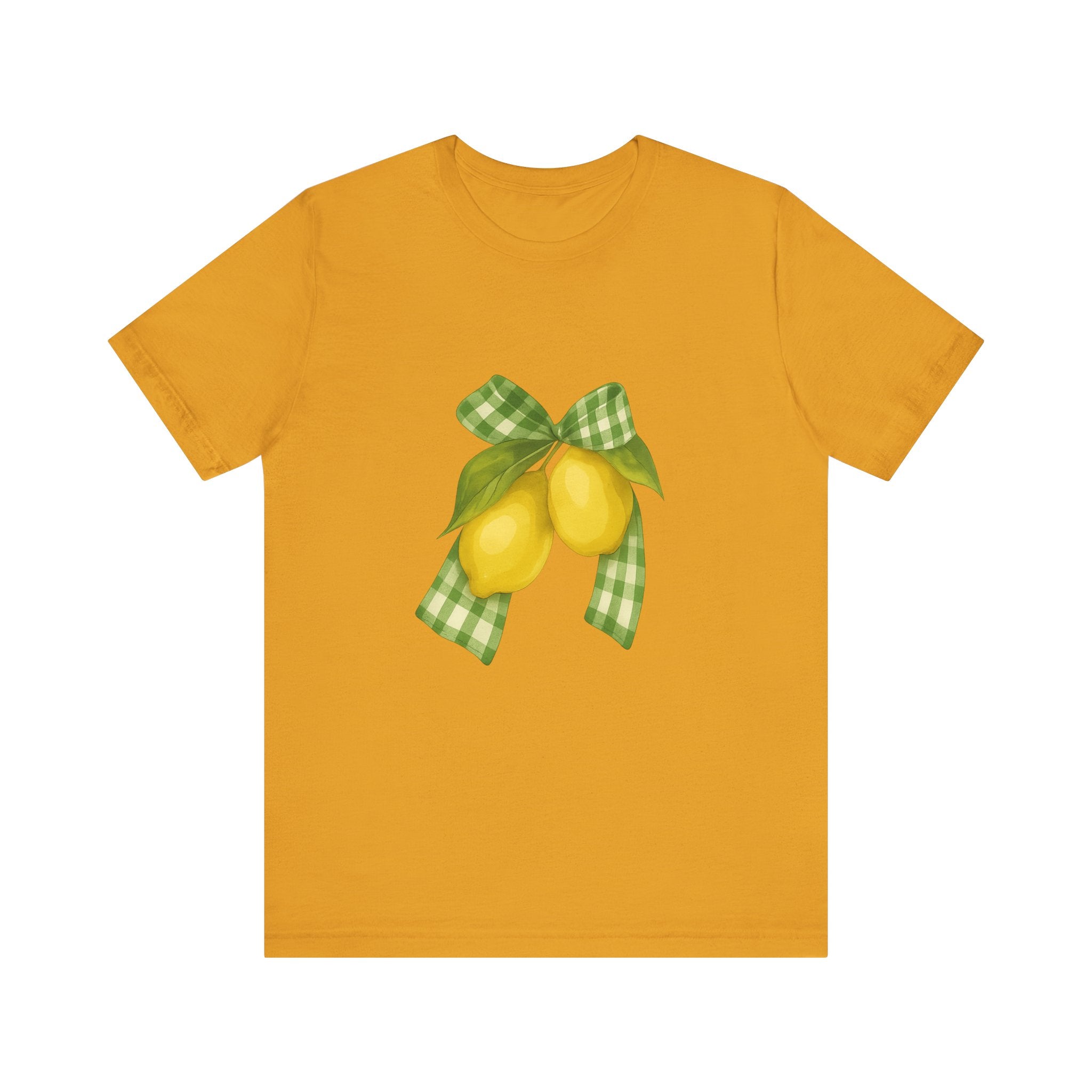 Lemon Bow Tee, Unisex Short Sleeve Shirt, Cute Summer Shirt, Gift for Her, Vintage Style Tee, Lemonade Stand Inspiration