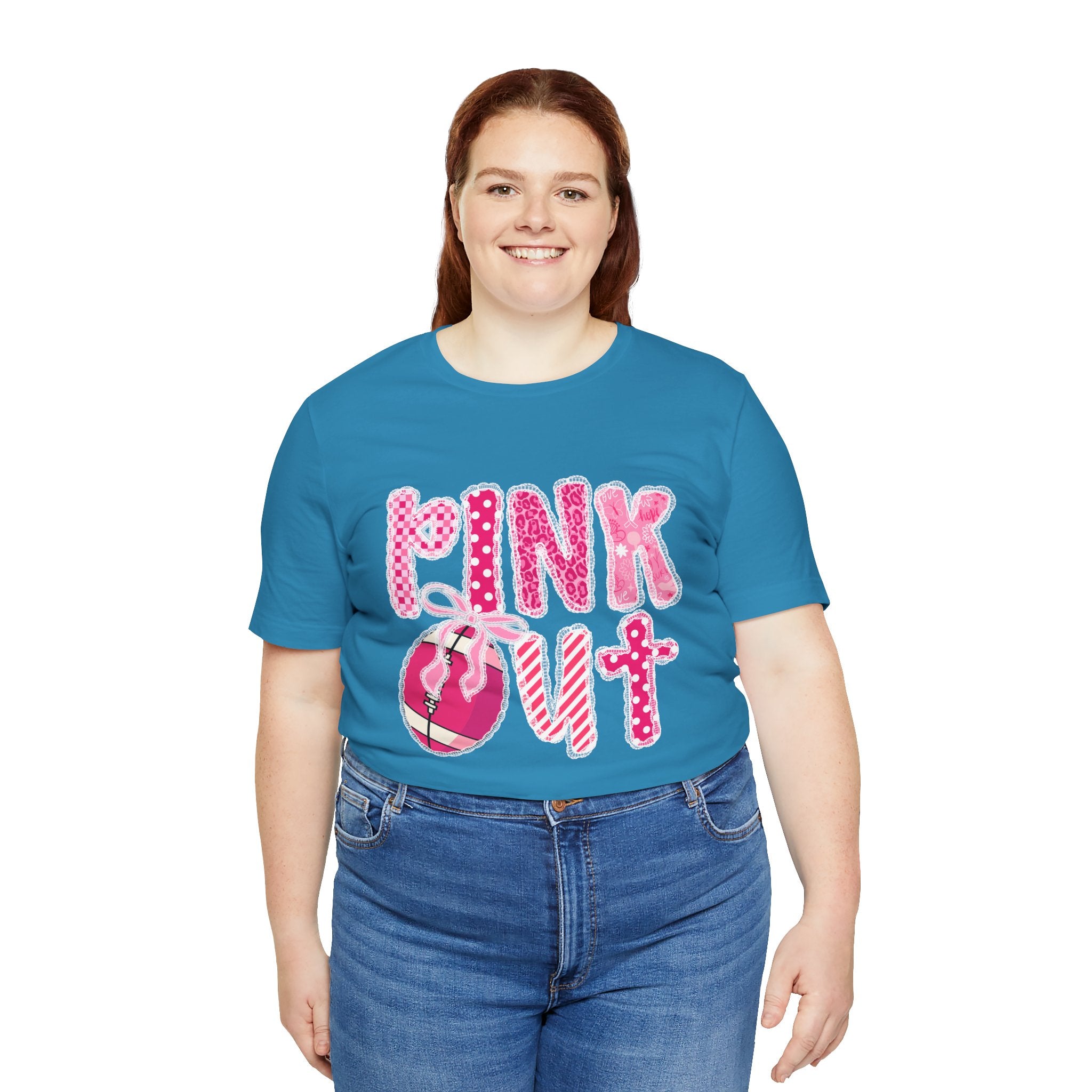 Cute Pink 'PINK OUT' Unisex Tee, Perfect for Breast Cancer Awareness, Casual Wear, Gift for Friends, Fundraising Events, or Team Spirit