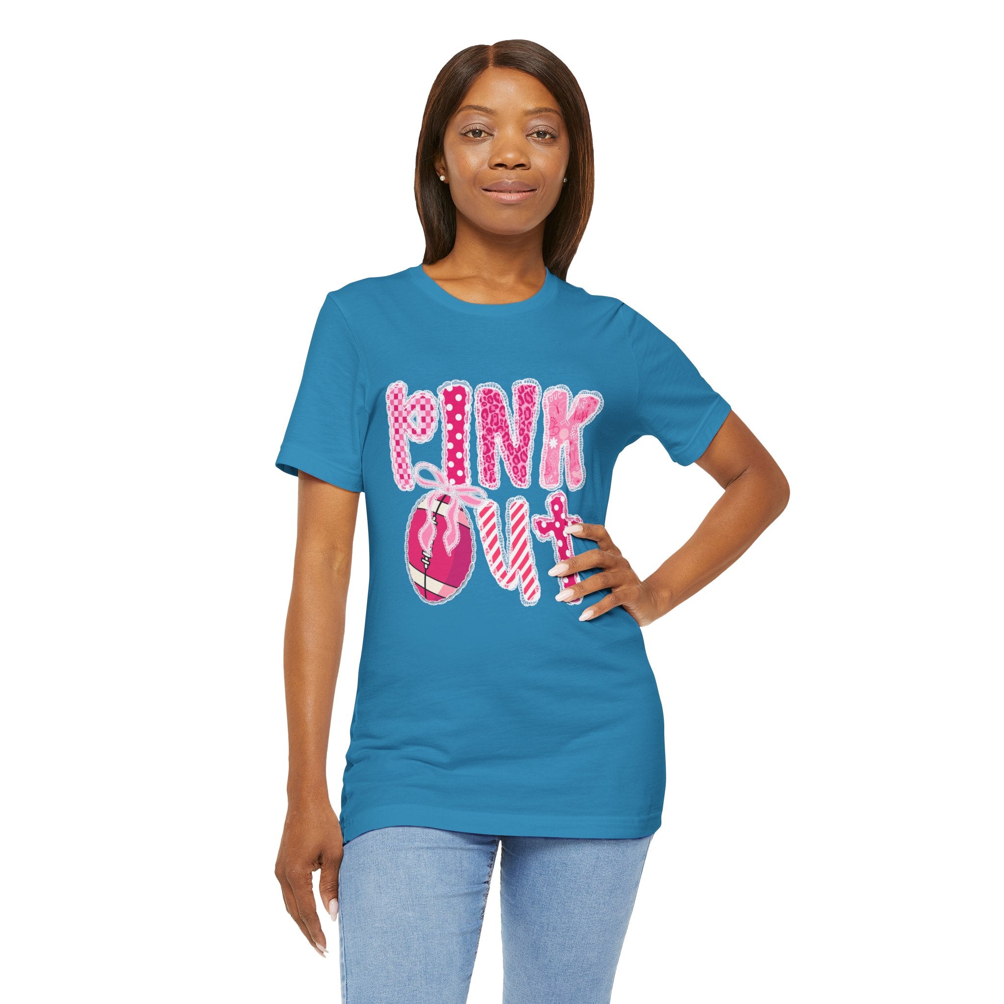 Cute Pink 'PINK OUT' Unisex Tee, Perfect for Breast Cancer Awareness, Casual Wear, Gift for Friends, Fundraising Events, or Team Spirit