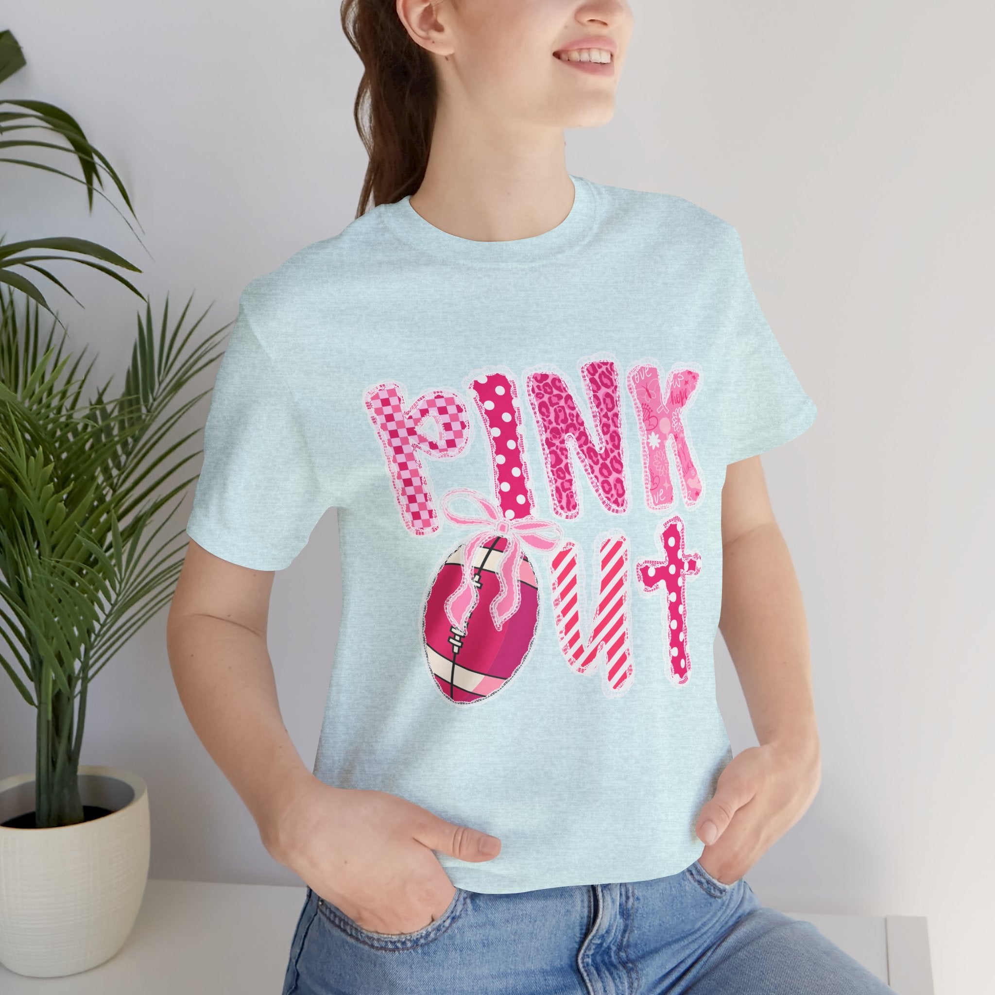 Cute Pink 'PINK OUT' Unisex Tee, Perfect for Breast Cancer Awareness, Casual Wear, Gift for Friends, Fundraising Events, or Team Spirit