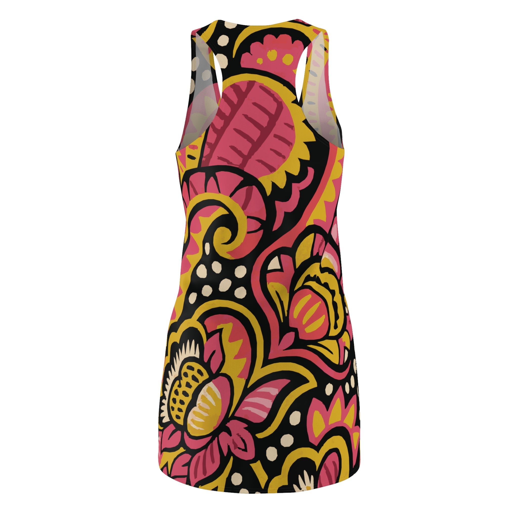Vibrant Floral Racerback Dress, Perfect for Summer Days, Beach Wear, Festivals, Casual Outfits, Bohemian Fashion