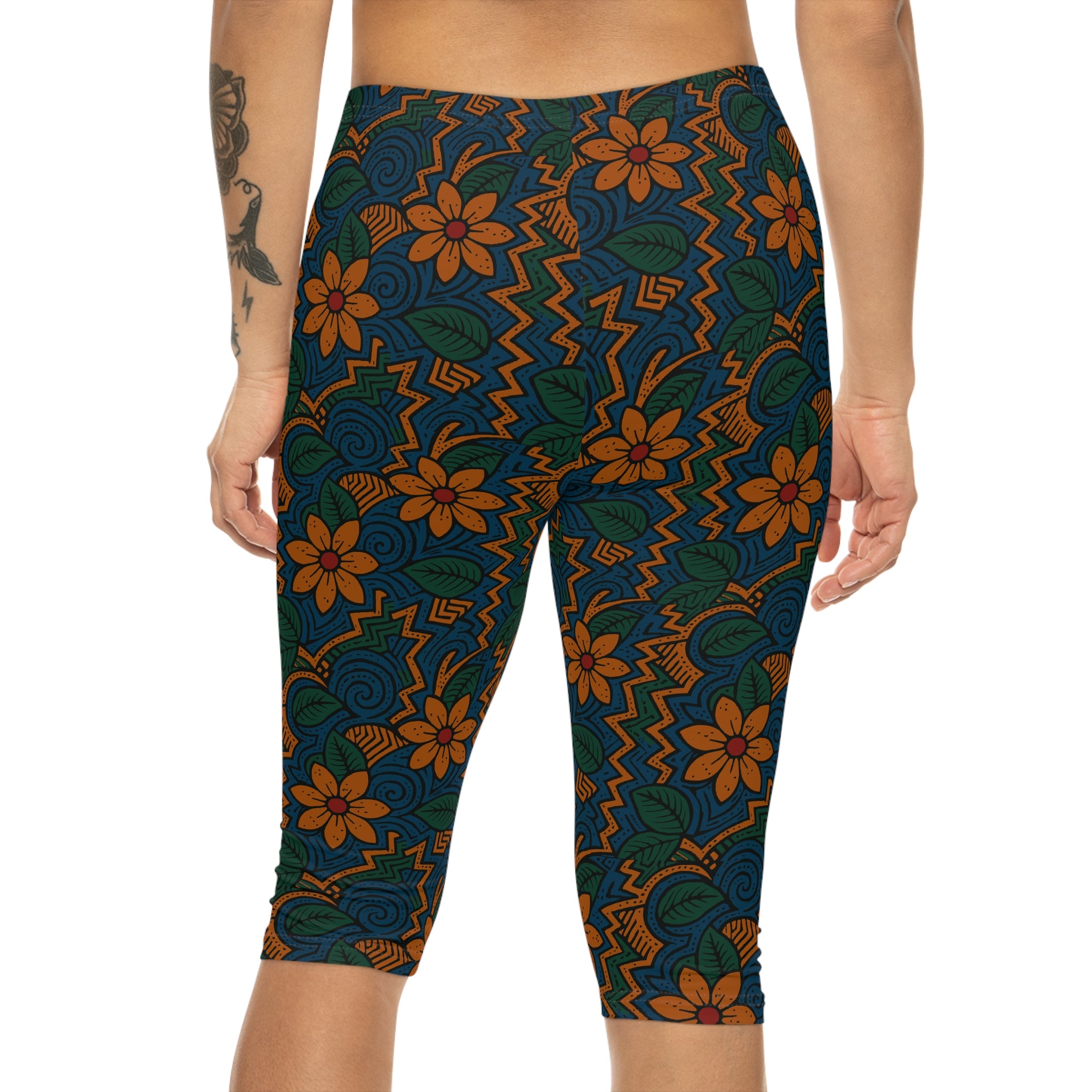 Vibrant Tribal  Capri Leggings