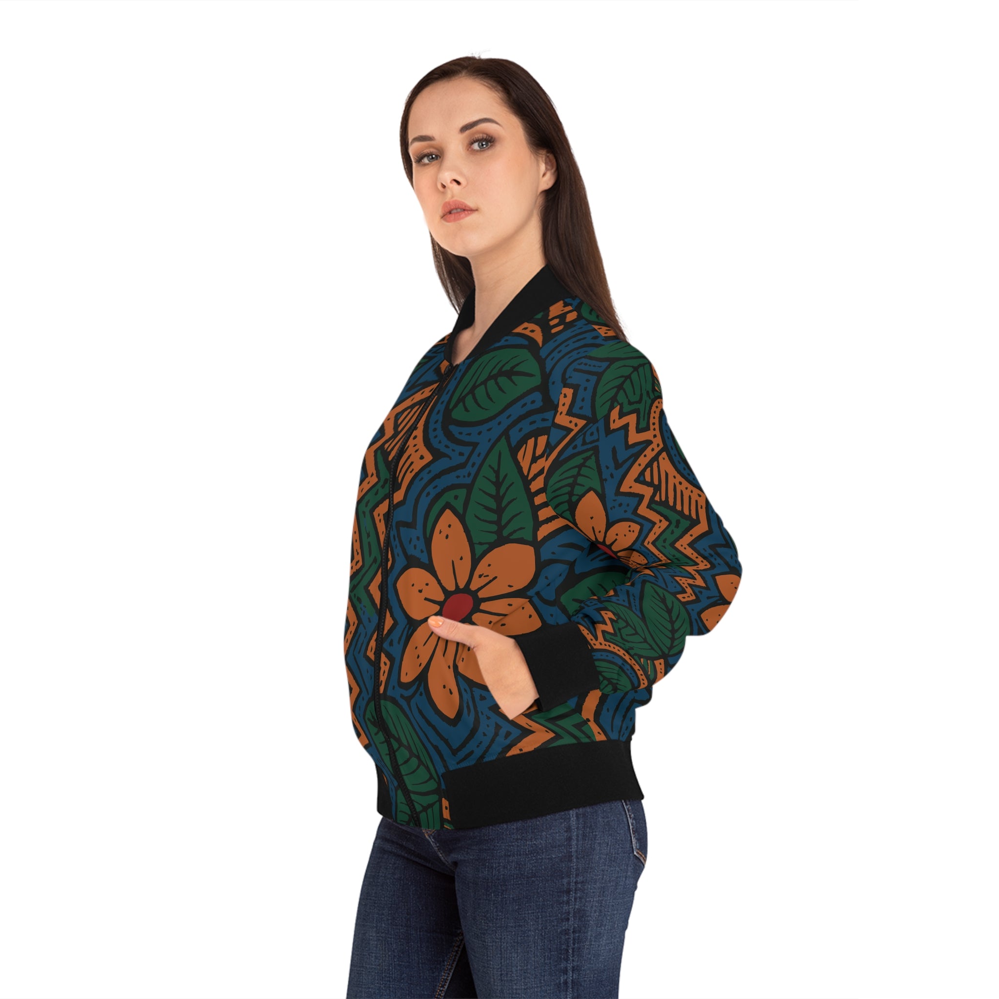 Vibrant Ankara Women's Bomber Jacket, Cool Streetwear, Stylish Layering, Unique Gift, Perfect for Spring, Everyday Fashion