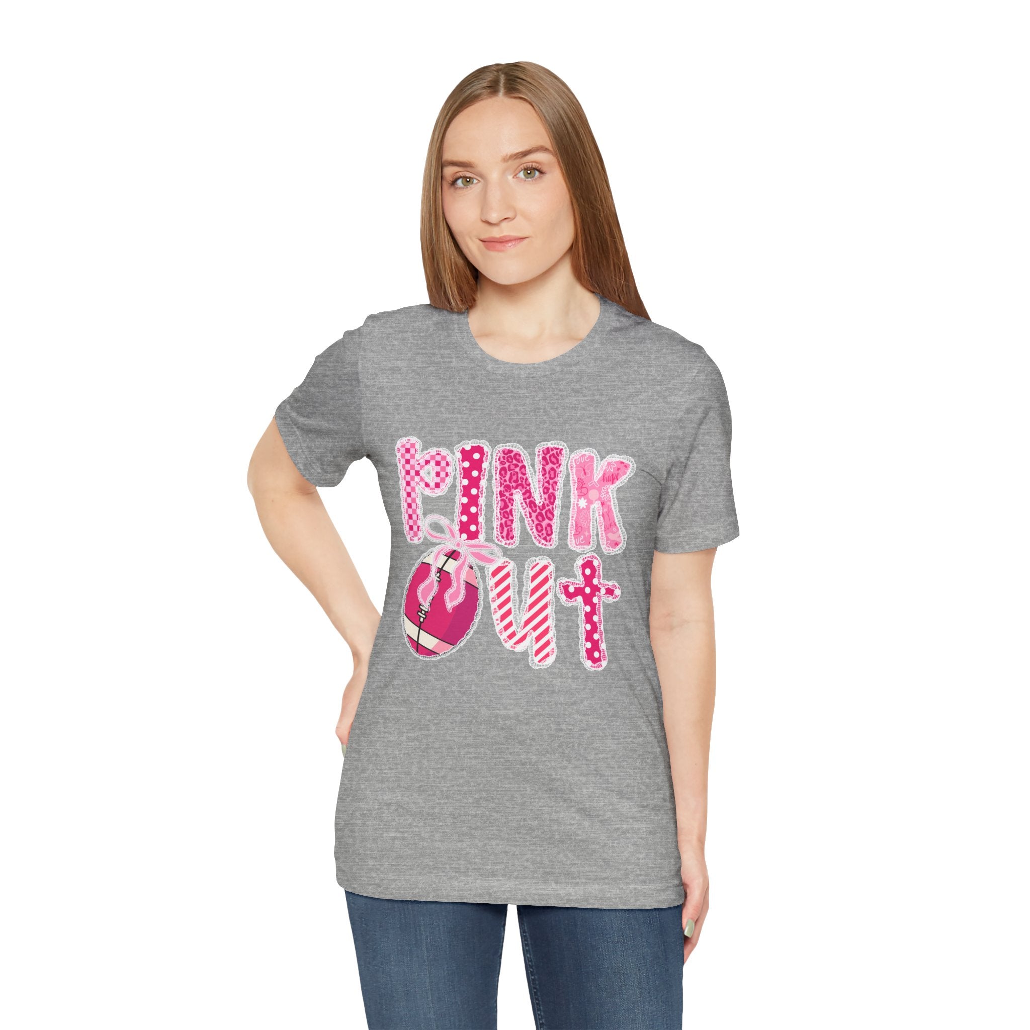 Cute Pink 'PINK OUT' Unisex Tee, Perfect for Breast Cancer Awareness, Casual Wear, Gift for Friends, Fundraising Events, or Team Spirit