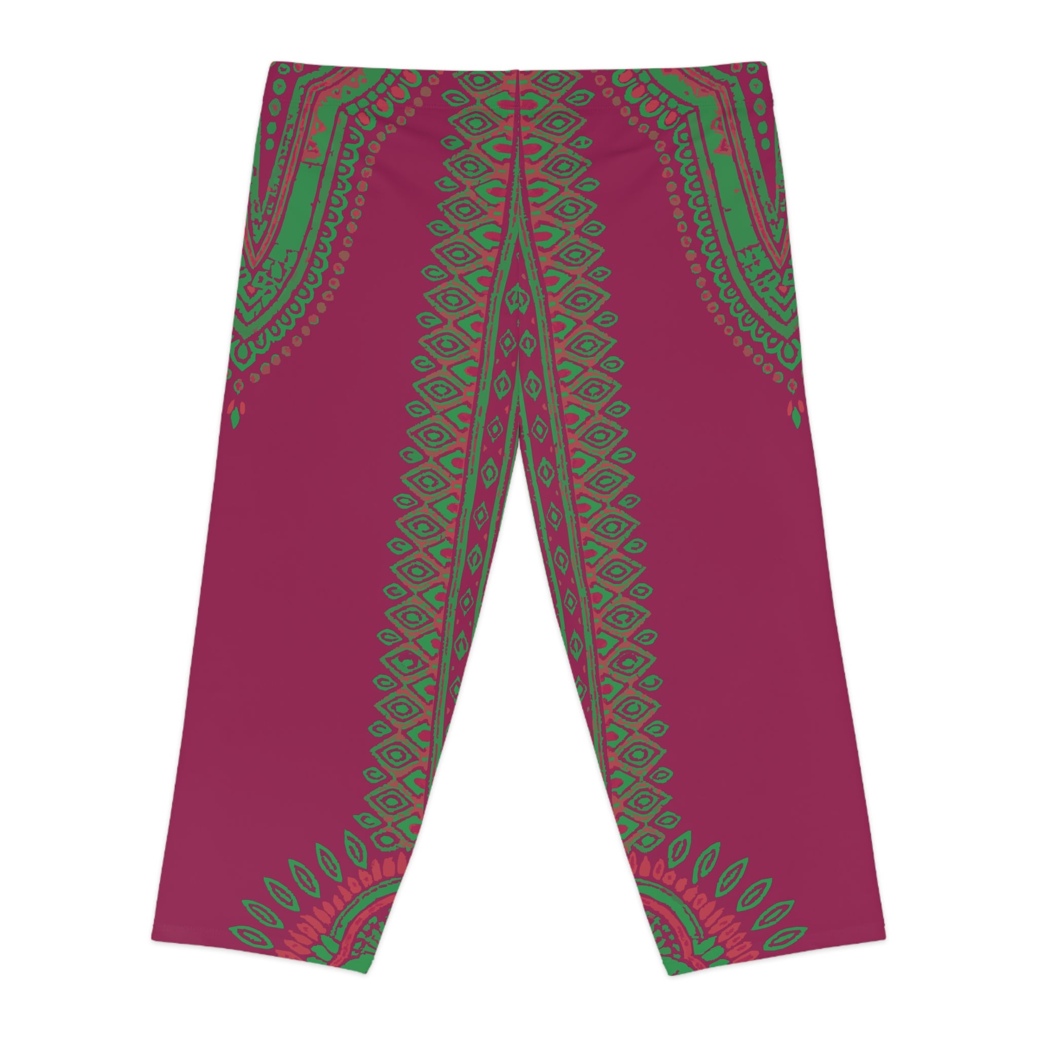 Vibrant Women's Capri Leggings | Boho Chic Activewear | Perfect for Yoga, Running, Casual Wear, Holidays, Summer