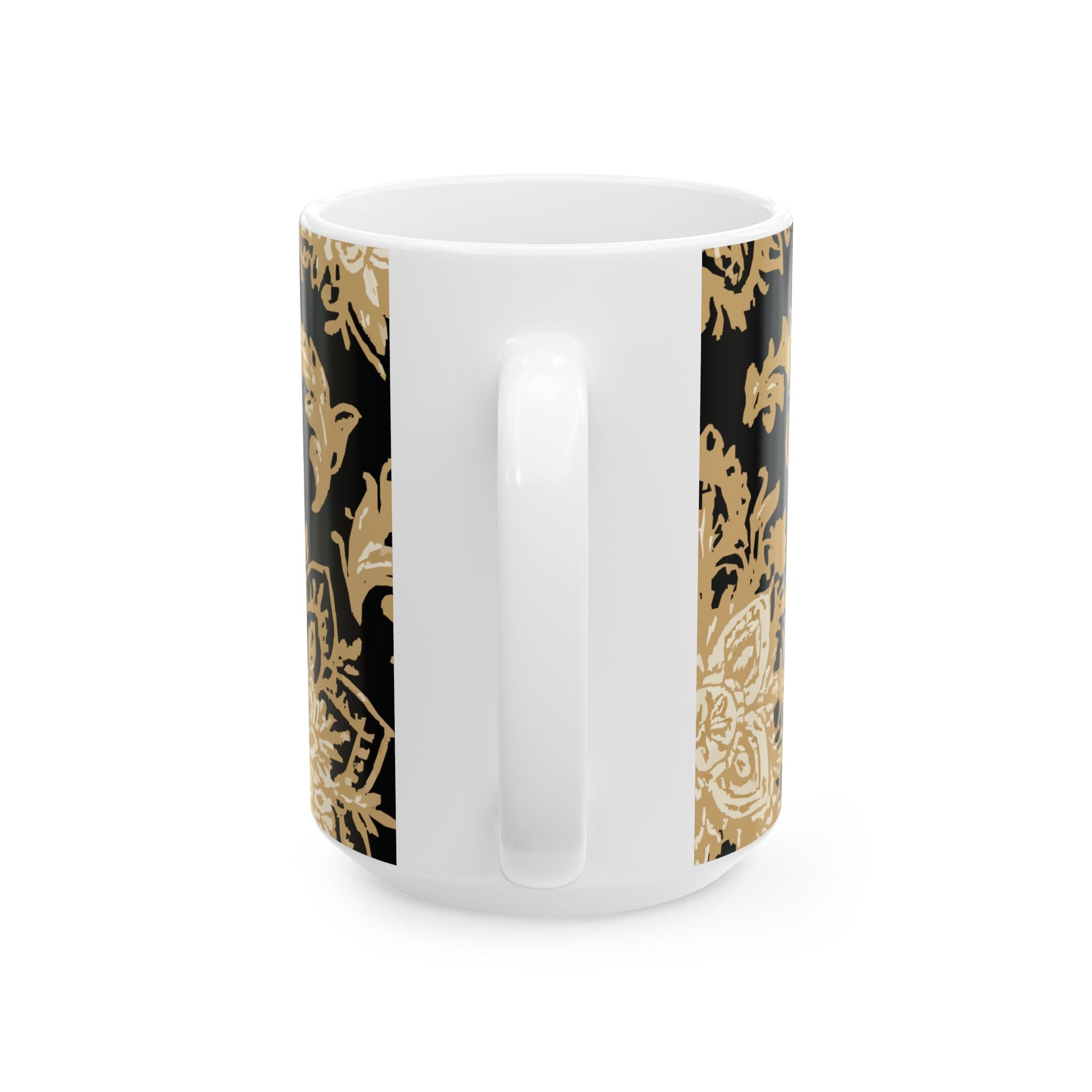 Elegant Black & Gold Floral Ceramic Mug - Perfect for Coffee, Tea, Gift, Home, Office Use, 11oz, 15oz
