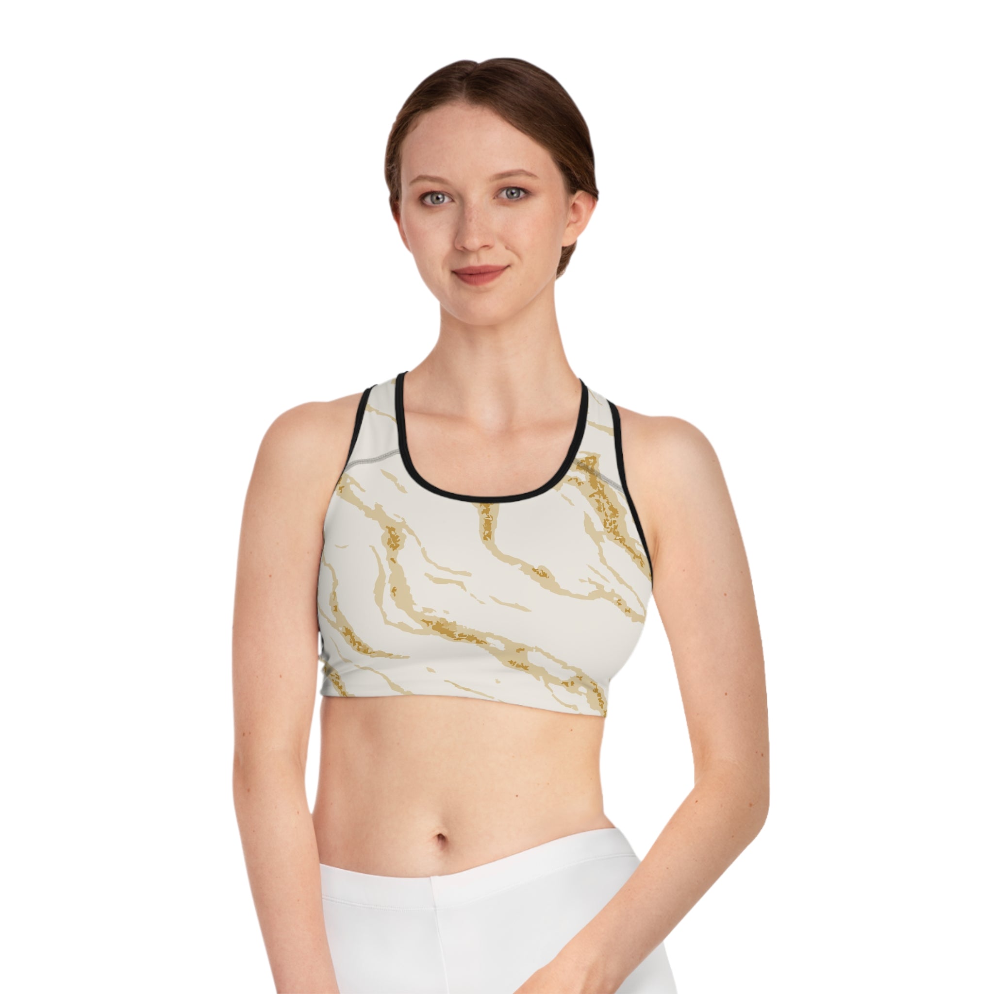 Elegant Marble Sports Bra, Stylish Workout Top, Fitness Apparel, Unique Activewear, Gift for Athletes, Trendy Gym Wear