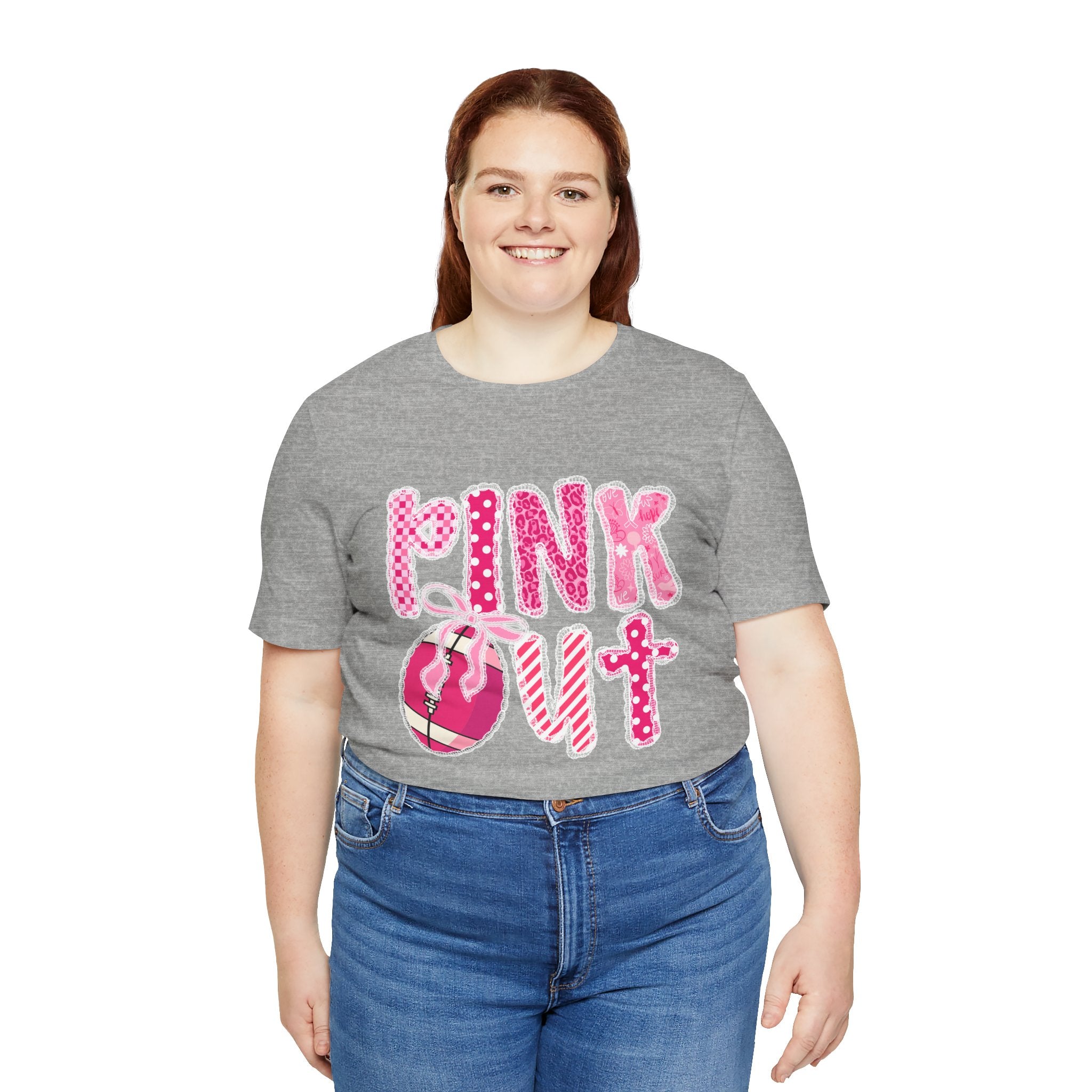 Cute Pink 'PINK OUT' Unisex Tee, Perfect for Breast Cancer Awareness, Casual Wear, Gift for Friends, Fundraising Events, or Team Spirit