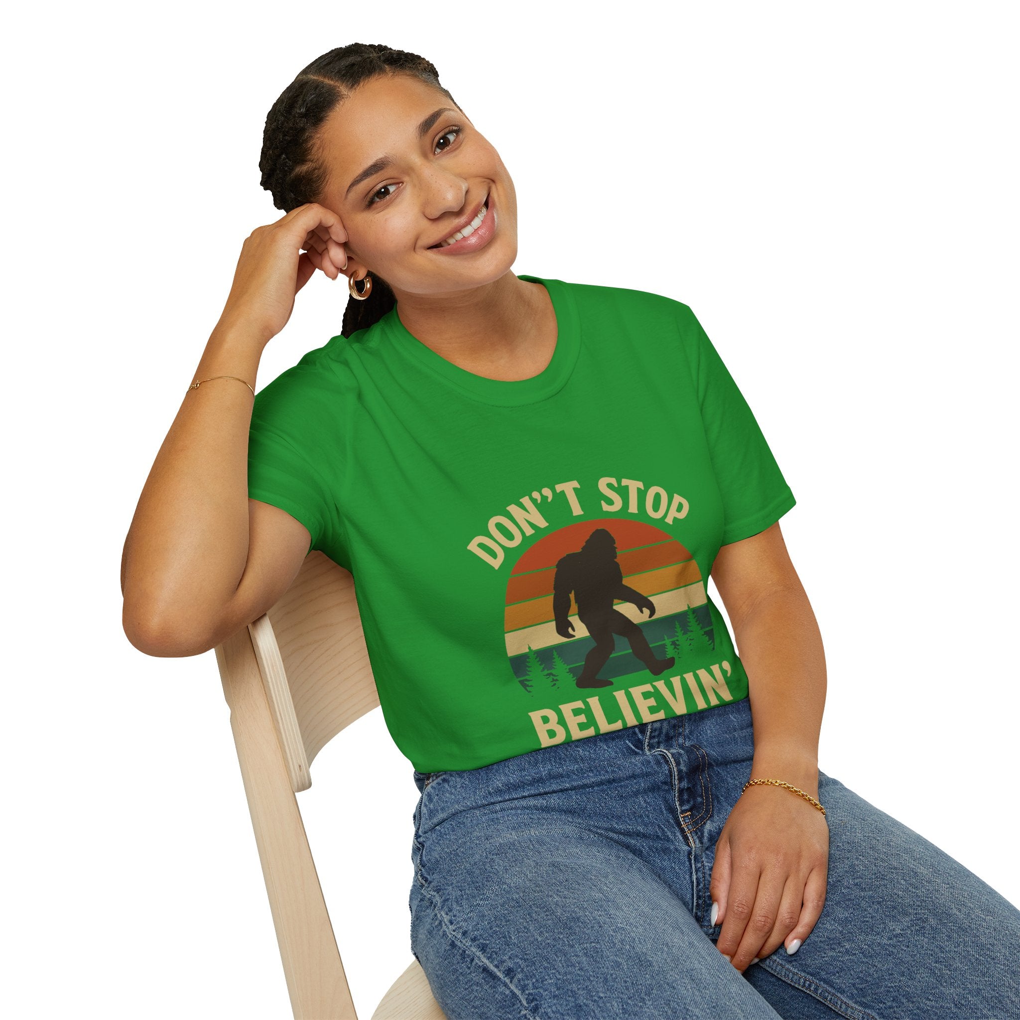 Don't Stop Believin' Unisex Softstyle T-Shirt, Inspirational Tee, Music Lover Gift, Motivational Shirt, Retro Graphic Top