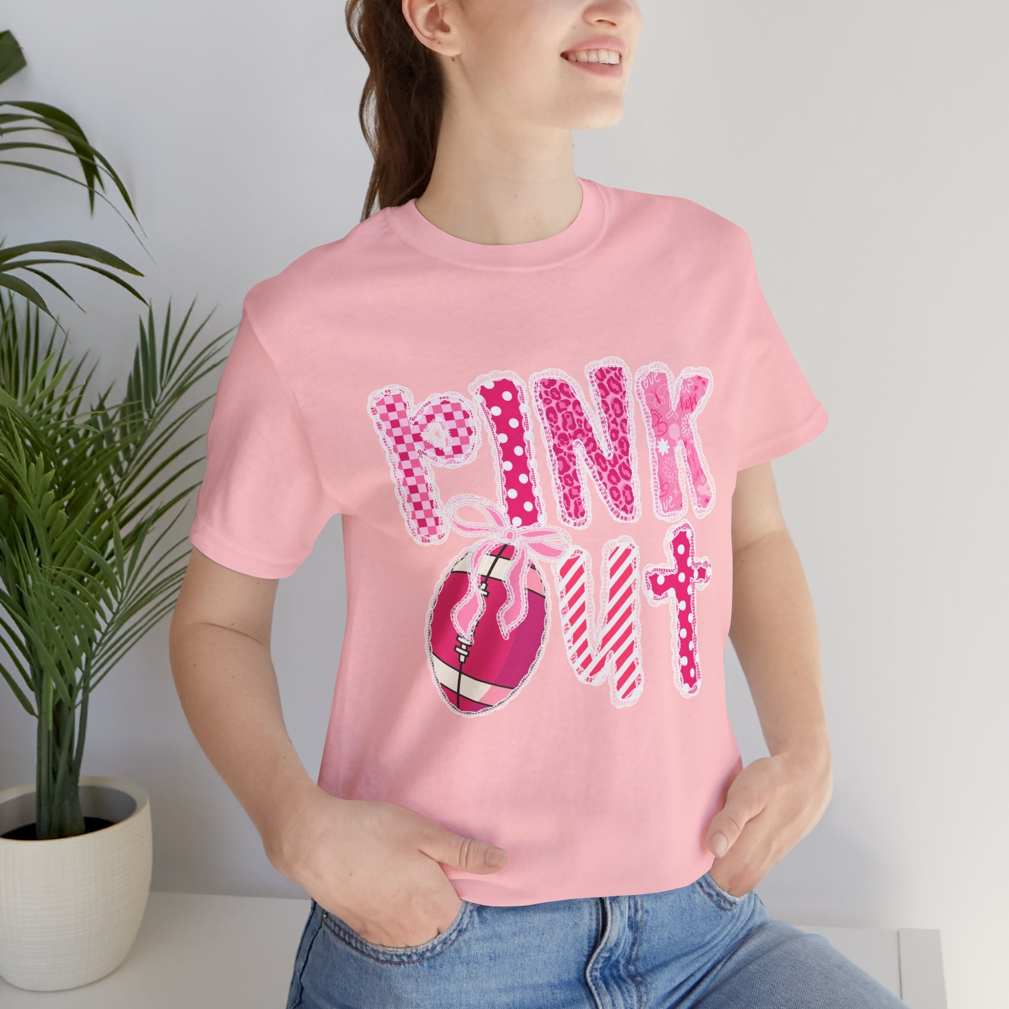 Cute Pink 'PINK OUT' Unisex Tee, Perfect for Breast Cancer Awareness, Casual Wear, Gift for Friends, Fundraising Events, or Team Spirit