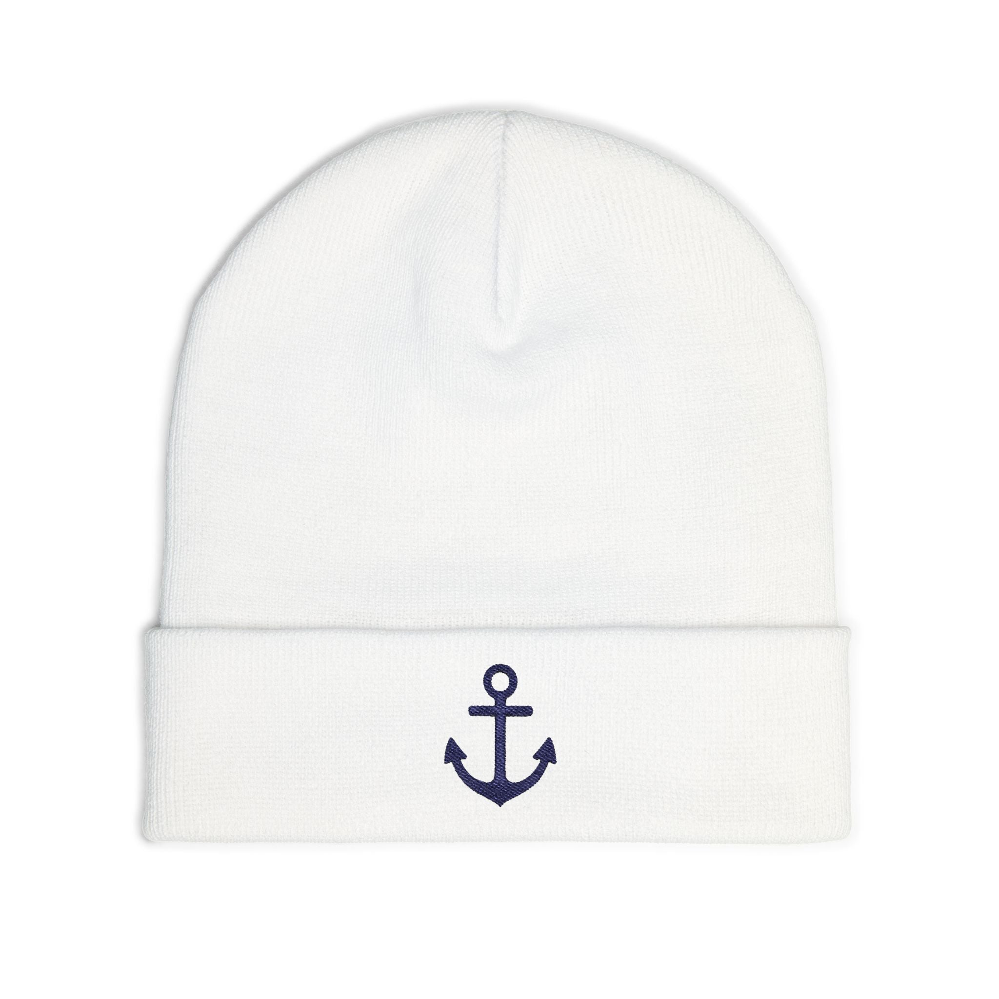 Beanie, Bold  Anchor Symbol Embroidered Hat, Knit Cap, Winter Fashion Accessory, Skull Cap, Sailor Gift
