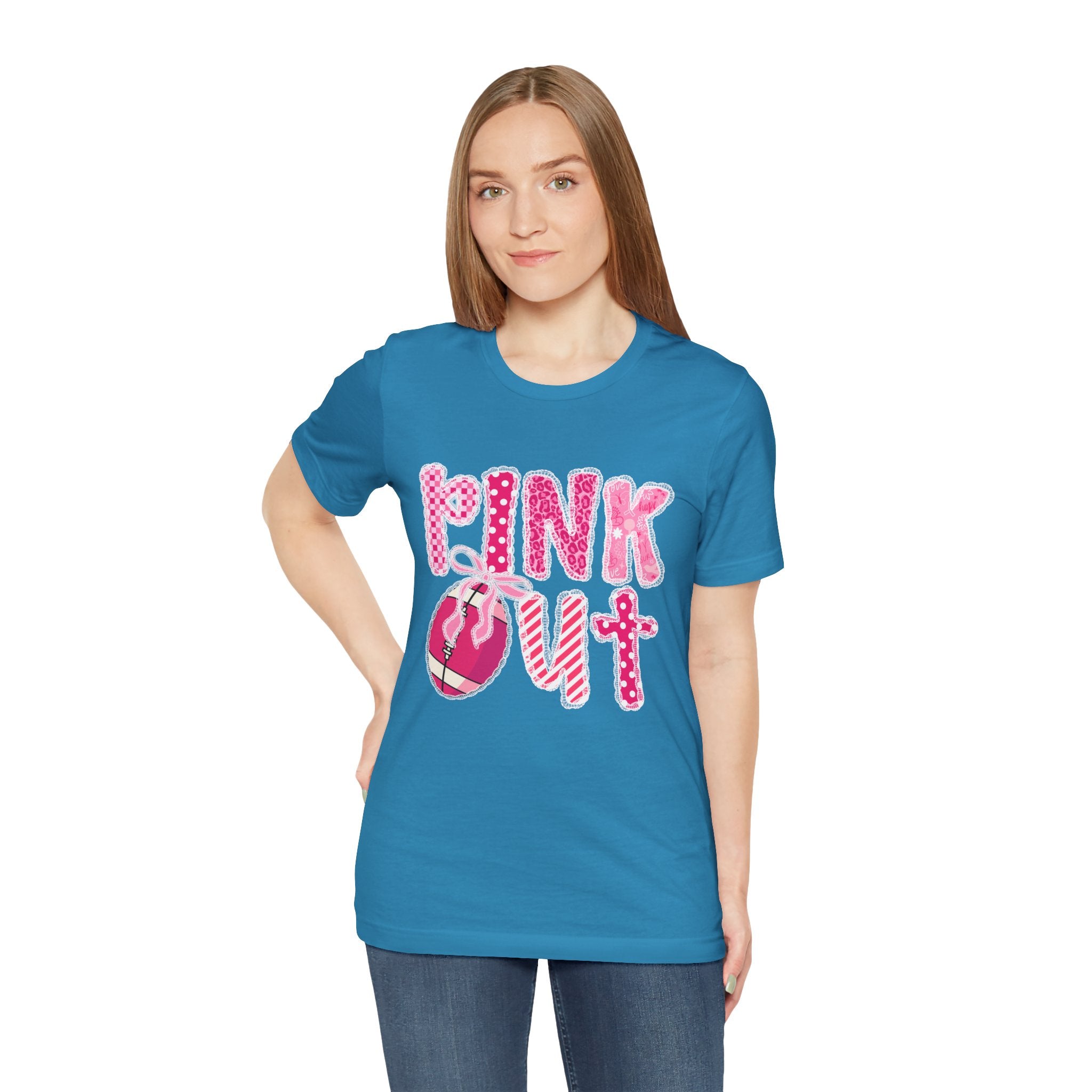 Cute Pink 'PINK OUT' Unisex Tee, Perfect for Breast Cancer Awareness, Casual Wear, Gift for Friends, Fundraising Events, or Team Spirit