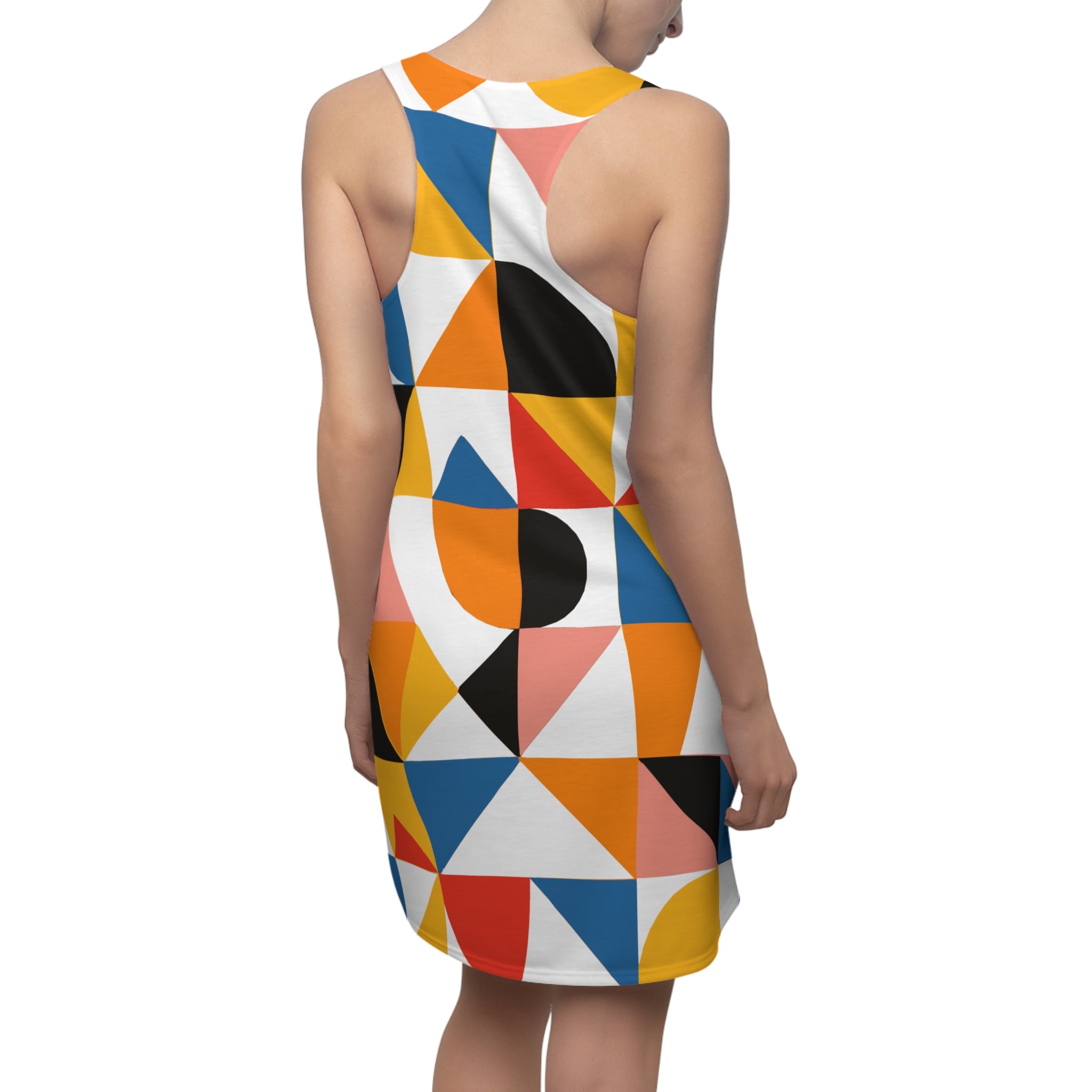 Geometric Print Racerback Dress | Playful Summer Dress, Beach Cover-Up, Casual Dress, Festival Style, Bright Patterned Dress