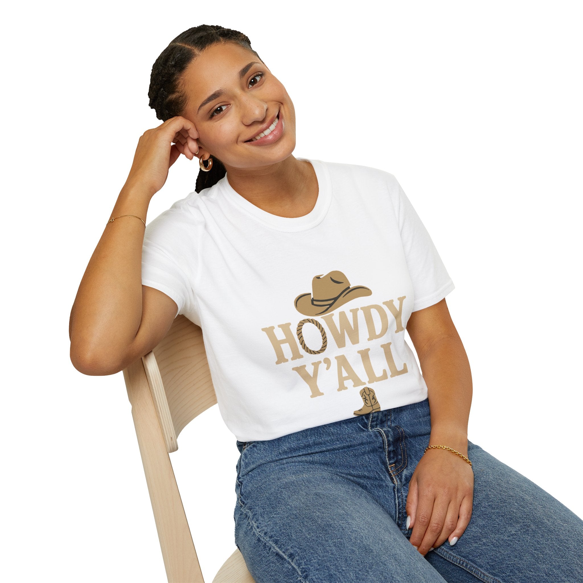 Howdy Y'all Western T-Shirt, Cowboy Tee, Country Music Shirt, Gift for Cowpoke, Unisex Softstyle Shirt