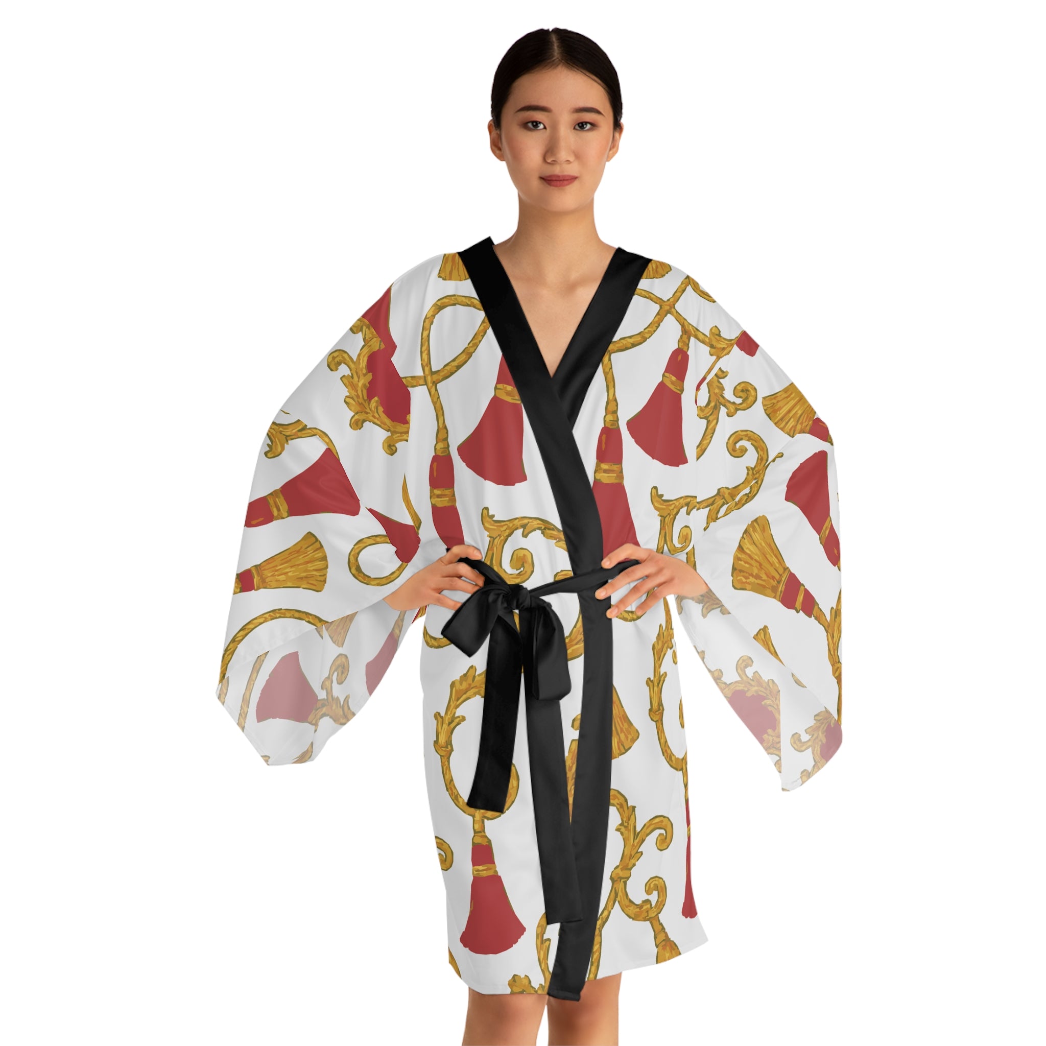 Elegant Long Sleeve Kimono Robe - Luxurious Loungewear, Cozy Gift, Fashion Statement, Stylish Homewear, Unique Design