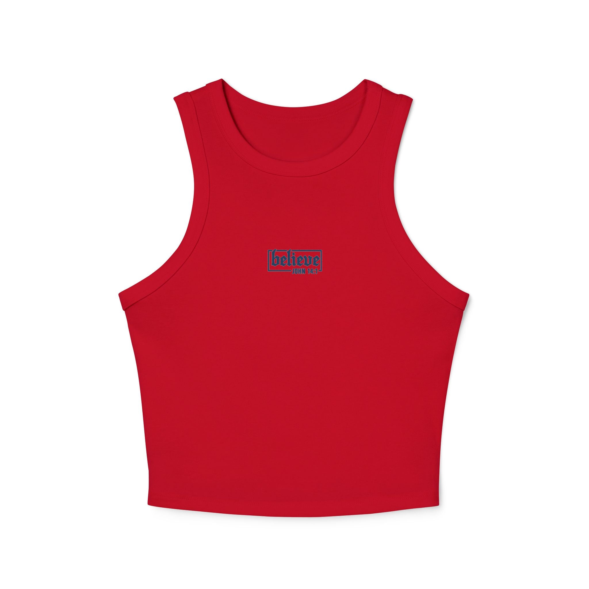 believe Women's Micro Rib Racer Tank Top | Casual Summer Essential, Workout Top, Layering Piece, Holiday Gift, Everyday Comfort