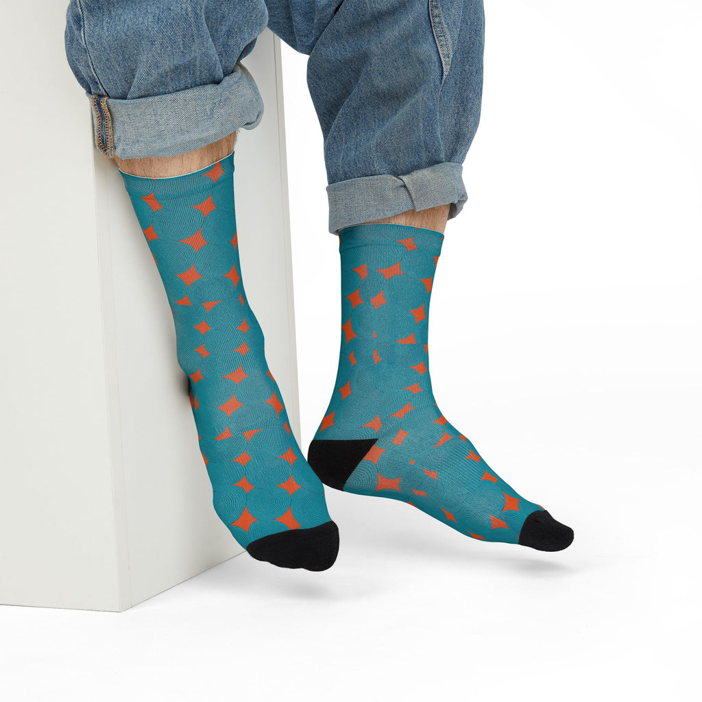 Trendy Patterned Crew Socks - Cozy Gift for Her, Fun Fashion Accessory, Colorful Birthday Present, Casual Everyday Wear