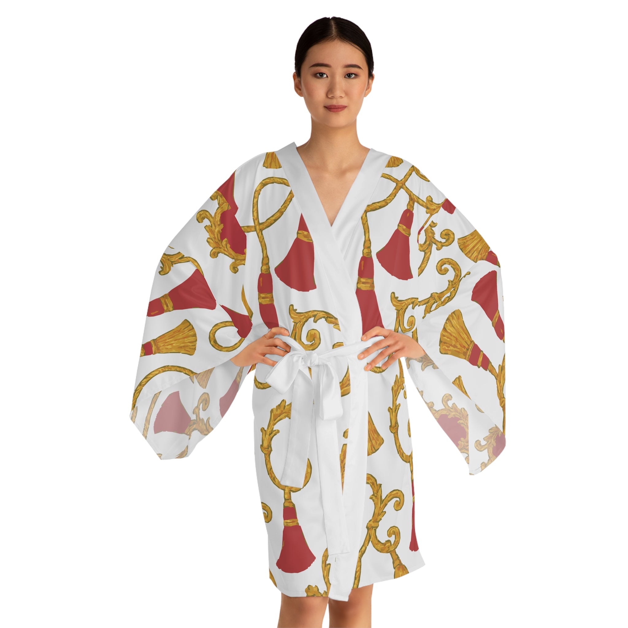 Elegant Long Sleeve Kimono Robe - Luxurious Loungewear, Cozy Gift, Fashion Statement, Stylish Homewear, Unique Design