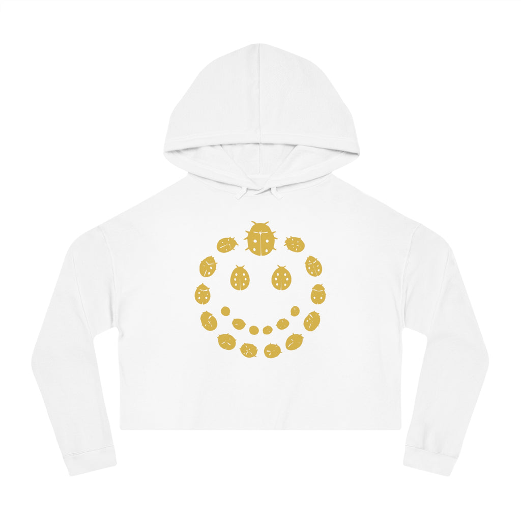 Gold Ladybug Cropped Hoodie, Trendy Women's Hoodie, Cute Casual Sweatshirt, Gift for Her, Summer Fashion, Comfortable Lifestyle