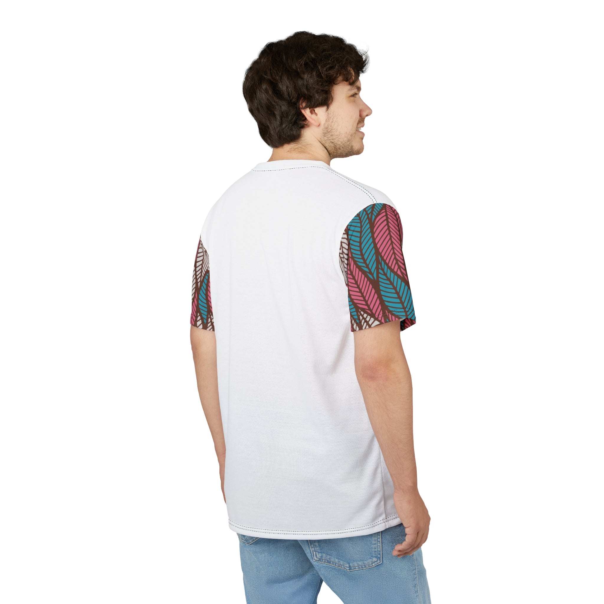 Ankara Leaf Print Tee, Unisex Cut & Sew Tee, Colorful Artwork Shirt, Casual Summer Top, Eco-Friendly Fashion, Gift for Nature Lovers