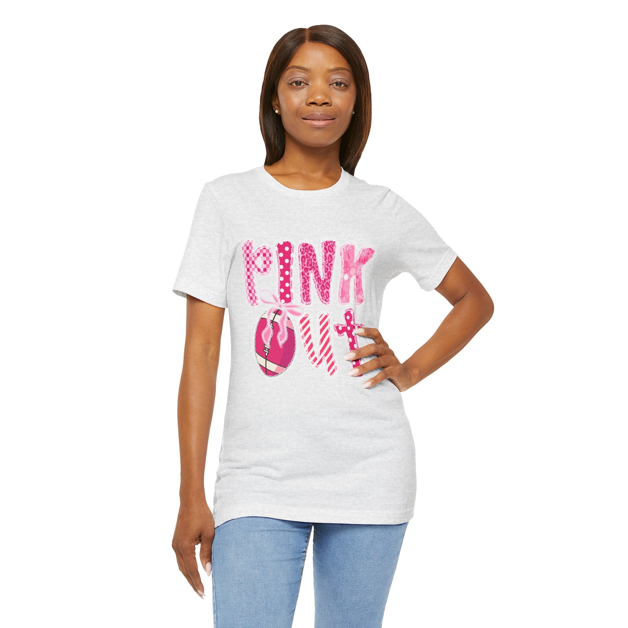 Cute Pink 'PINK OUT' Unisex Tee, Perfect for Breast Cancer Awareness, Casual Wear, Gift for Friends, Fundraising Events, or Team Spirit