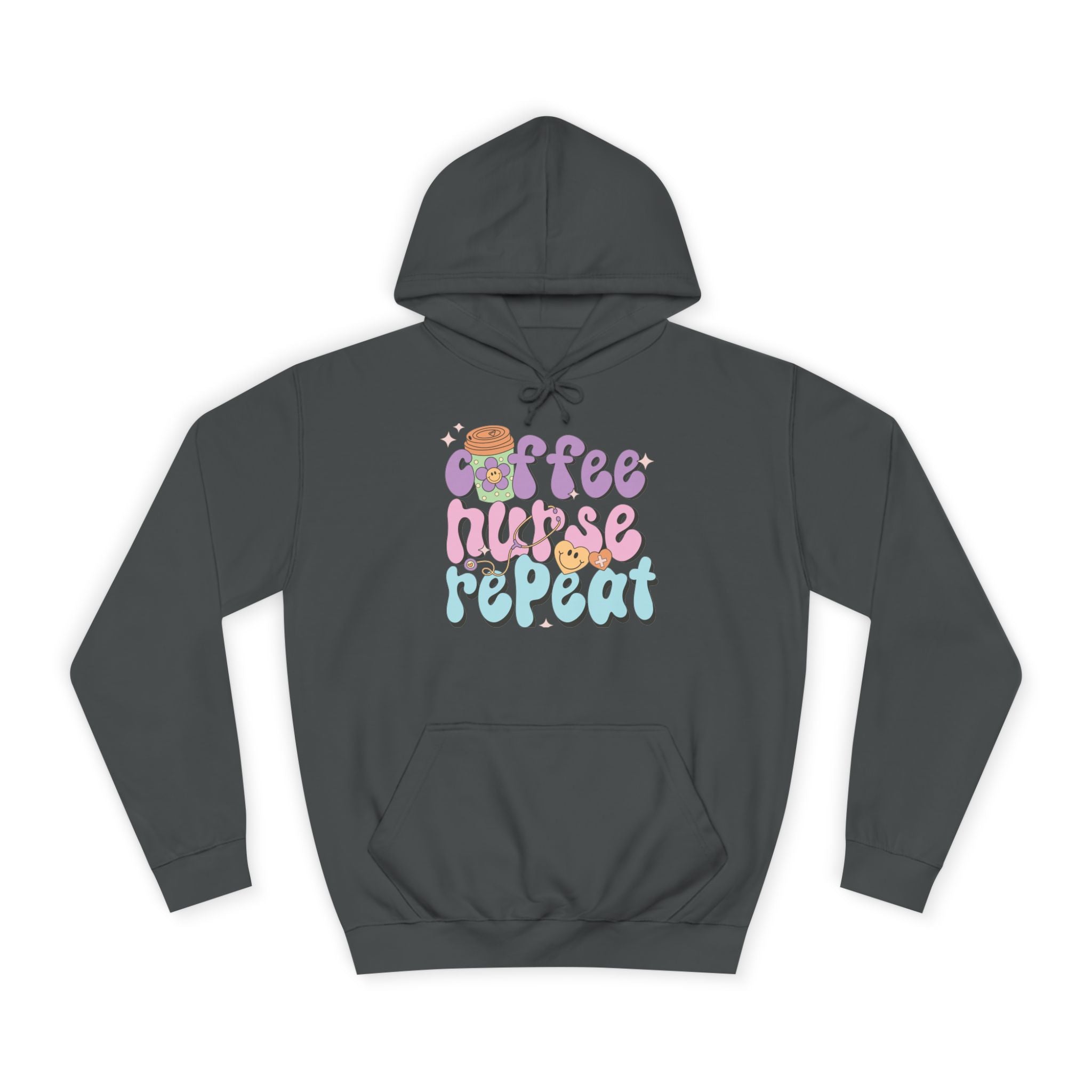 Coffee Nurse Repeat Hoodie - Cozy Gift for Nurses, College Wear, Everyday Comfort, Nursing School, Cute Casual Apparel