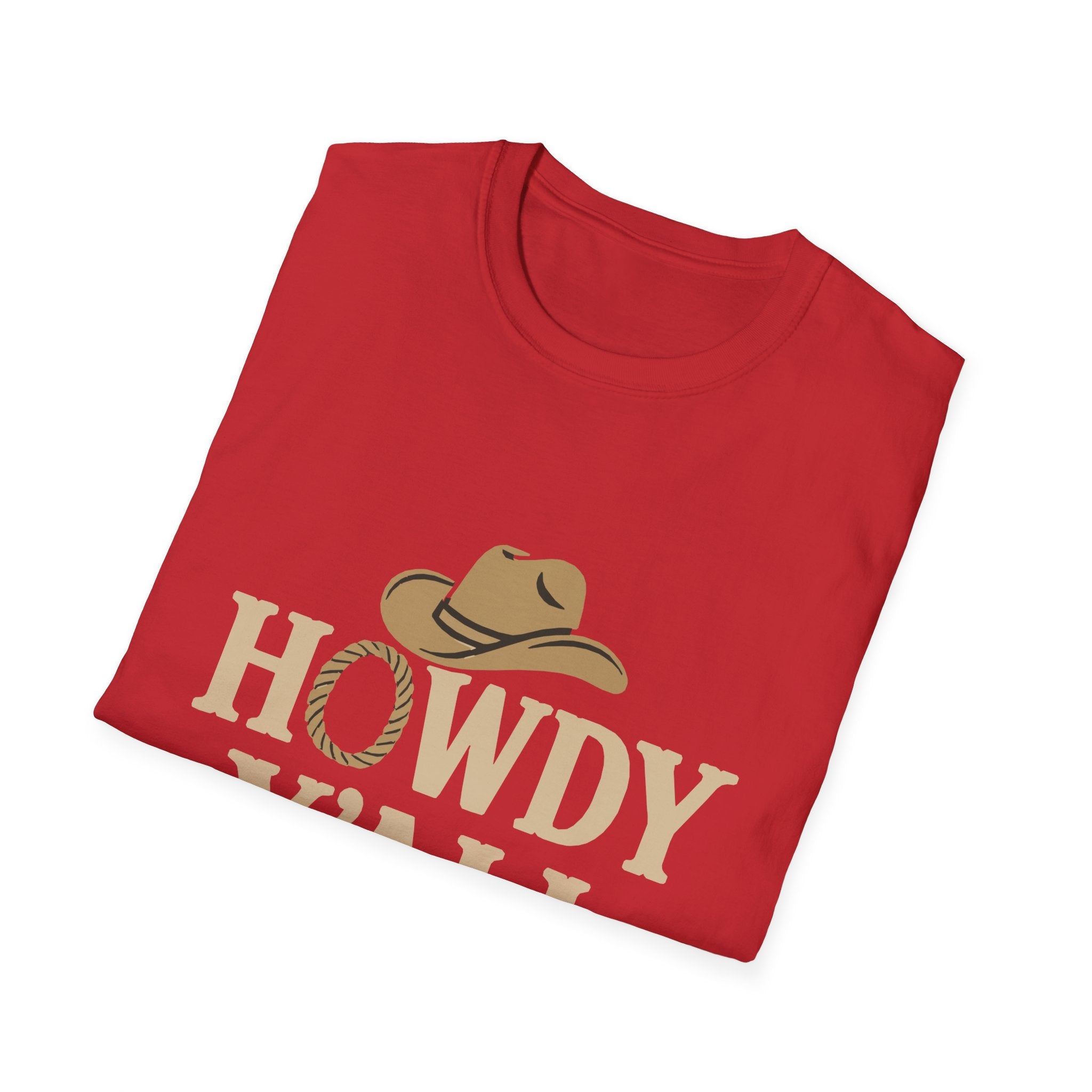 Howdy Y'all Western T-Shirt, Cowboy Tee, Country Music Shirt, Gift for Cowpoke, Unisex Softstyle Shirt