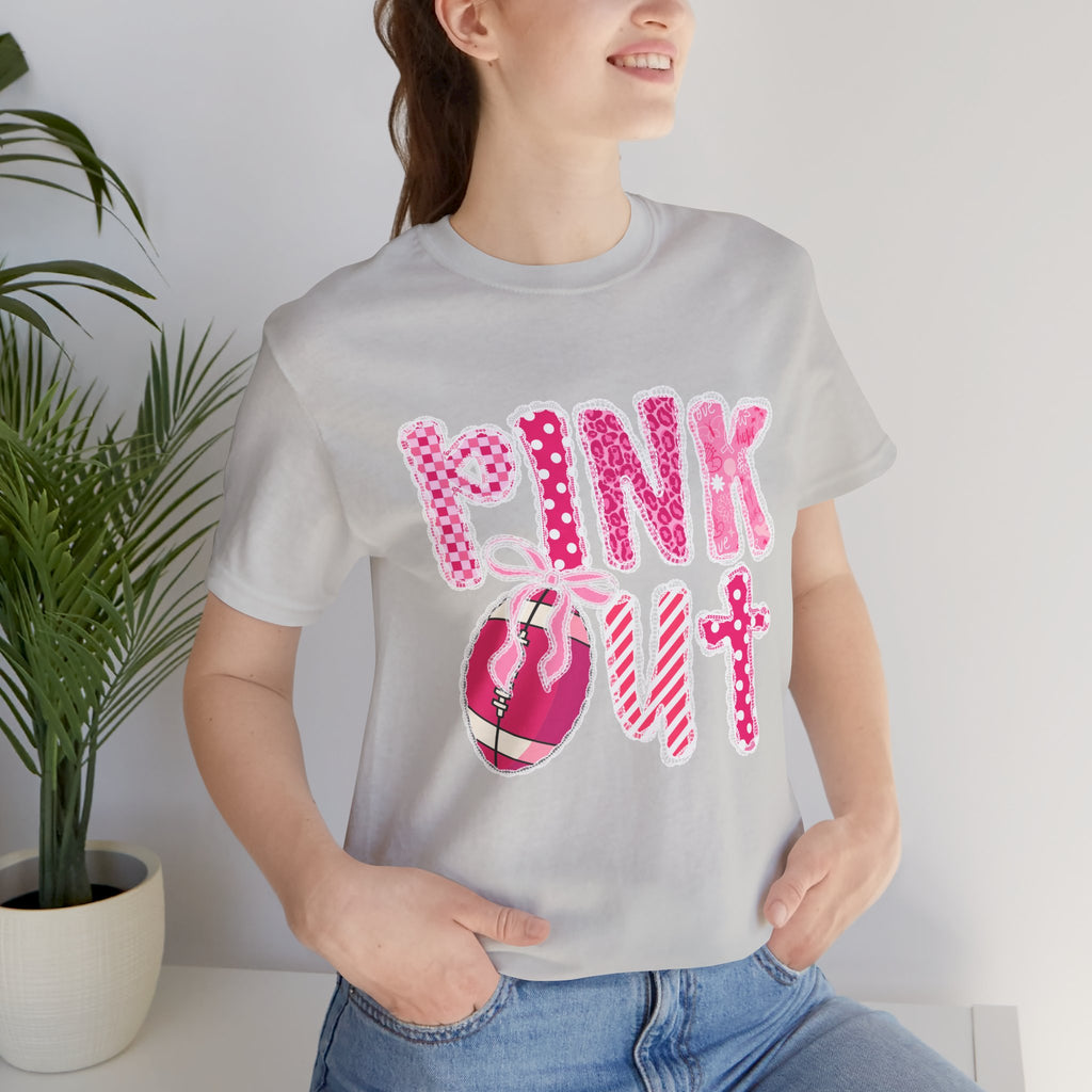 Cute Pink 'PINK OUT' Unisex Tee, Perfect for Breast Cancer Awareness, Casual Wear, Gift for Friends, Fundraising Events, or Team Spirit