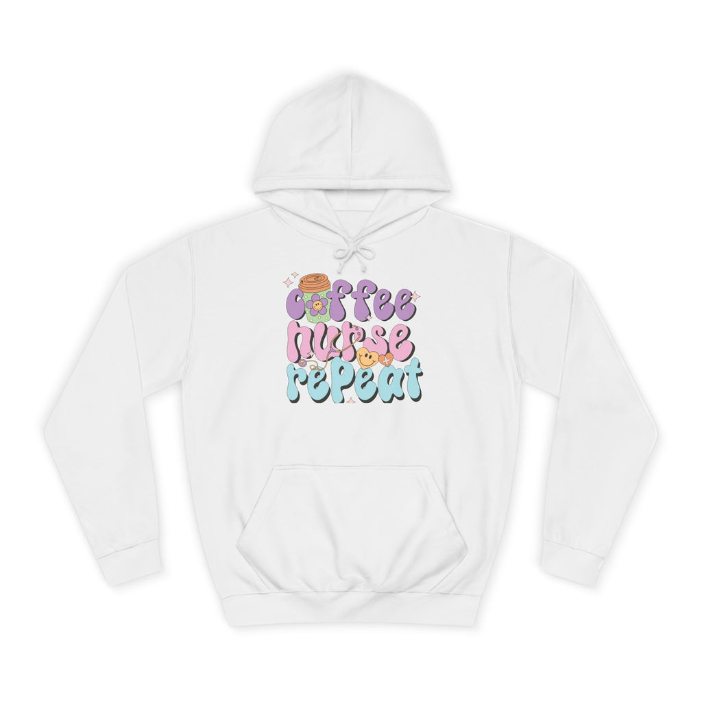 Coffee Nurse Repeat Hoodie - Cozy Gift for Nurses, College Wear, Everyday Comfort, Nursing School, Cute Casual Apparel