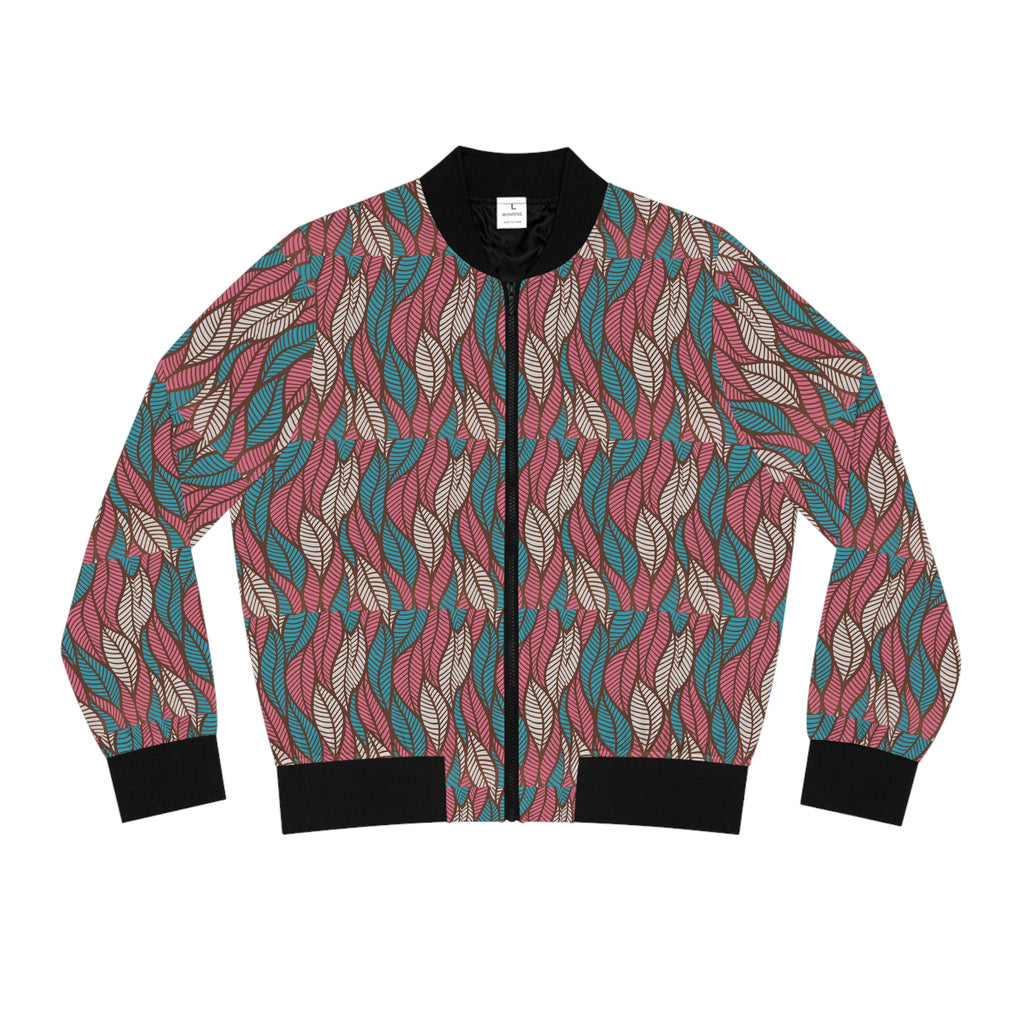 Ankara Women's Bomber Jacket, Leaf Patterned Jacket, Trendy Outerwear for Women, Fashionable Casual Wear, Stylish Spring Jacket, [...]