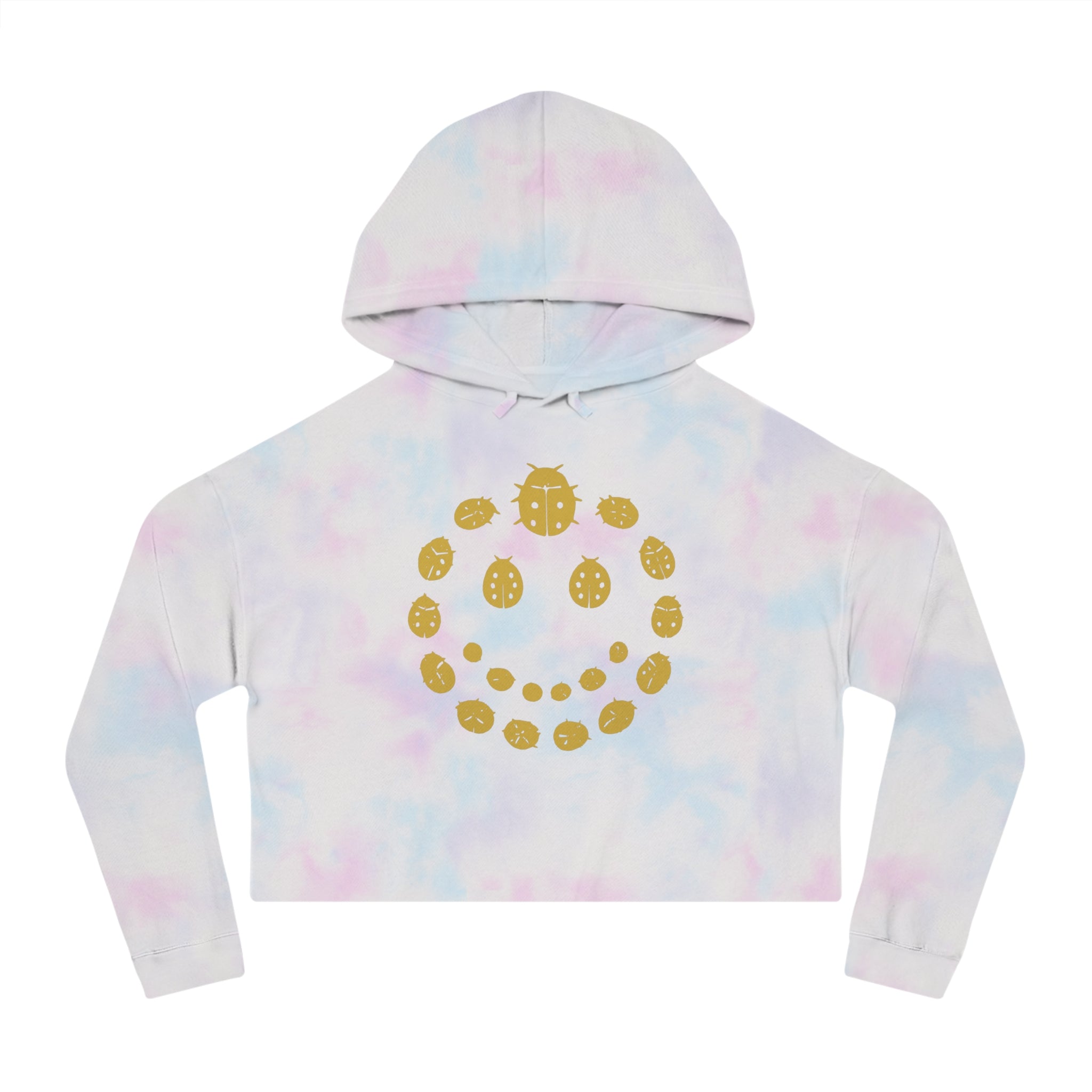 Gold Ladybug Cropped Hoodie, Trendy Women's Hoodie, Cute Casual Sweatshirt, Gift for Her, Summer Fashion, Comfortable Lifestyle