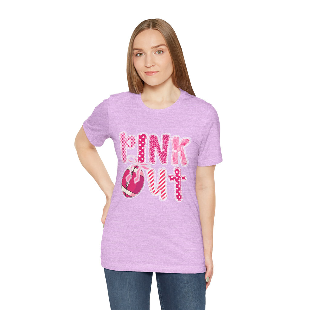 Cute Pink 'PINK OUT' Unisex Tee, Perfect for Breast Cancer Awareness, Casual Wear, Gift for Friends, Fundraising Events, or Team Spirit