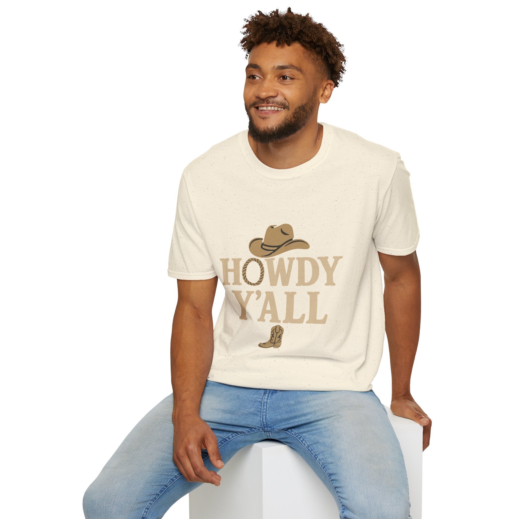 Howdy Y'all Western T-Shirt, Cowboy Tee, Country Music Shirt, Gift for Cowpoke, Unisex Softstyle Shirt
