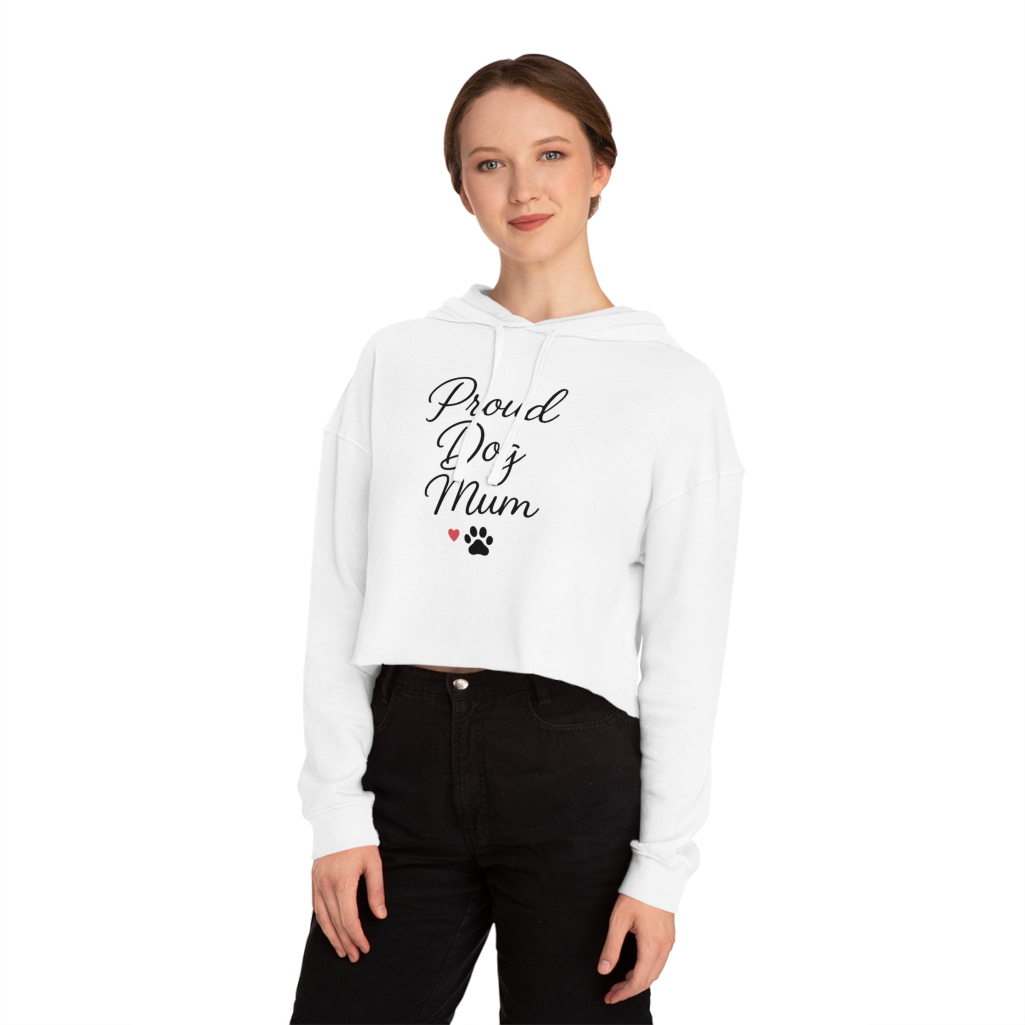 Proud Dog Mum Cropped Hoodie, Cute Pet Apparel, Dog Lover Gift, Cozy Sweatshirt, Stylish Dog Mom Top