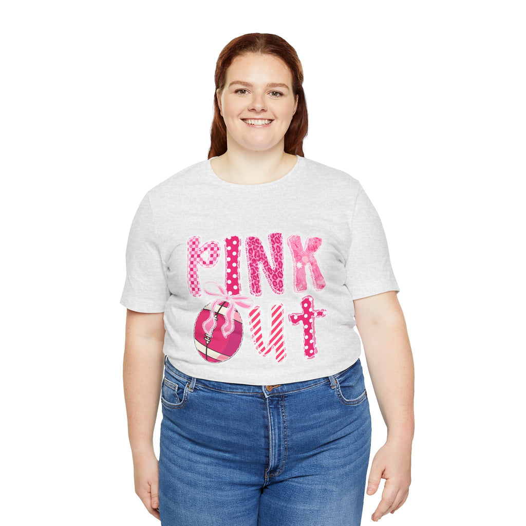 Cute Pink 'PINK OUT' Unisex Tee, Perfect for Breast Cancer Awareness, Casual Wear, Gift for Friends, Fundraising Events, or Team Spirit
