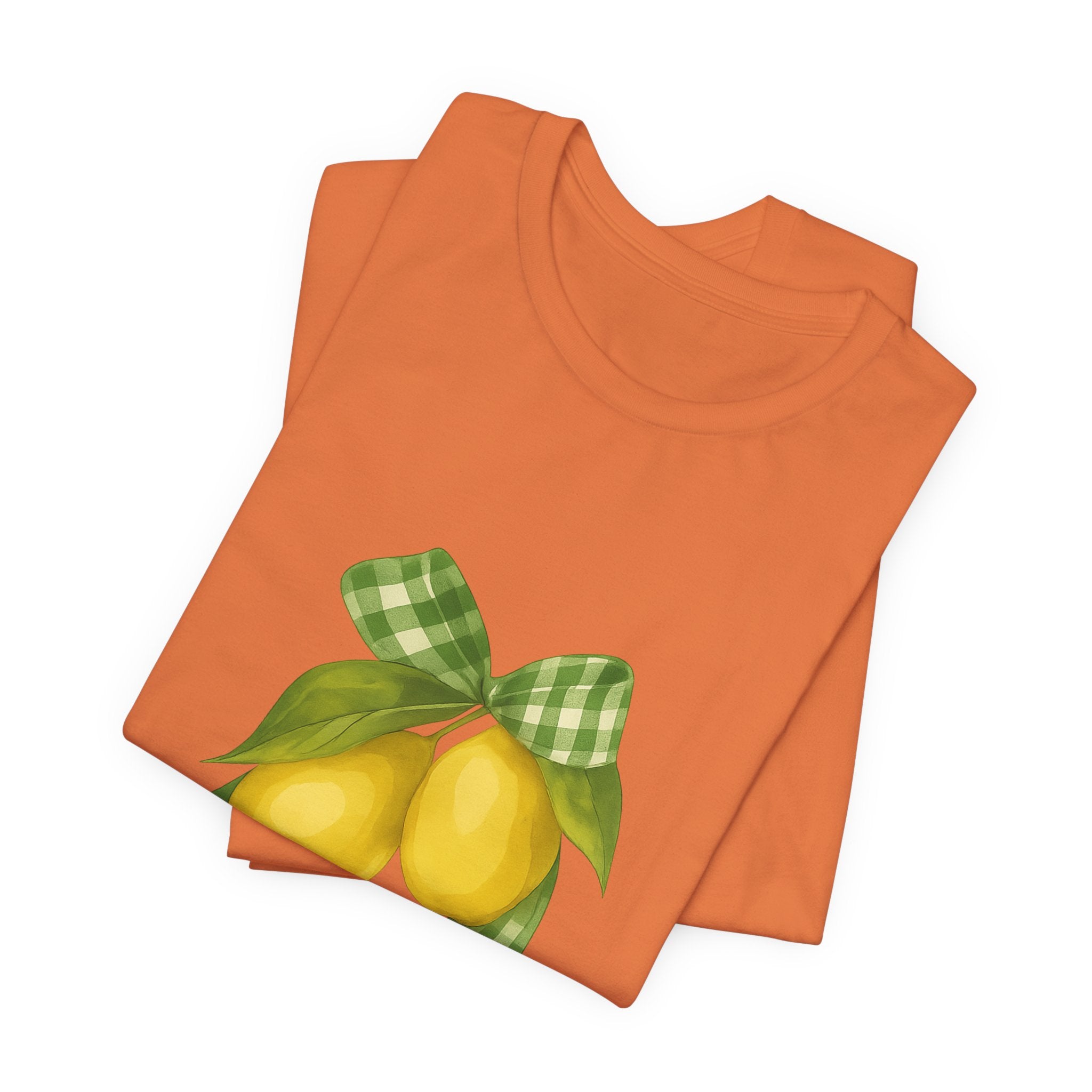 Lemon Bow Tee, Unisex Short Sleeve Shirt, Cute Summer Shirt, Gift for Her, Vintage Style Tee, Lemonade Stand Inspiration