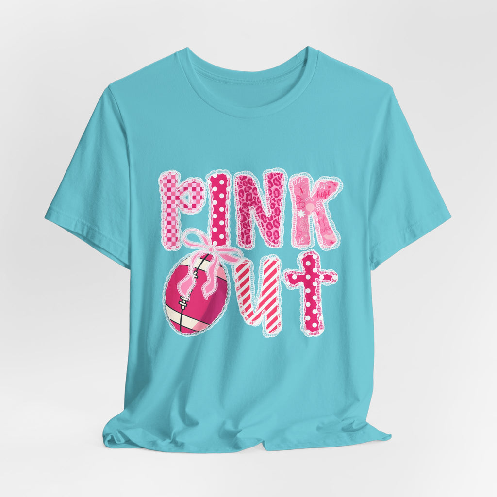 Cute Pink 'PINK OUT' Unisex Tee, Perfect for Breast Cancer Awareness, Casual Wear, Gift for Friends, Fundraising Events, or Team Spirit