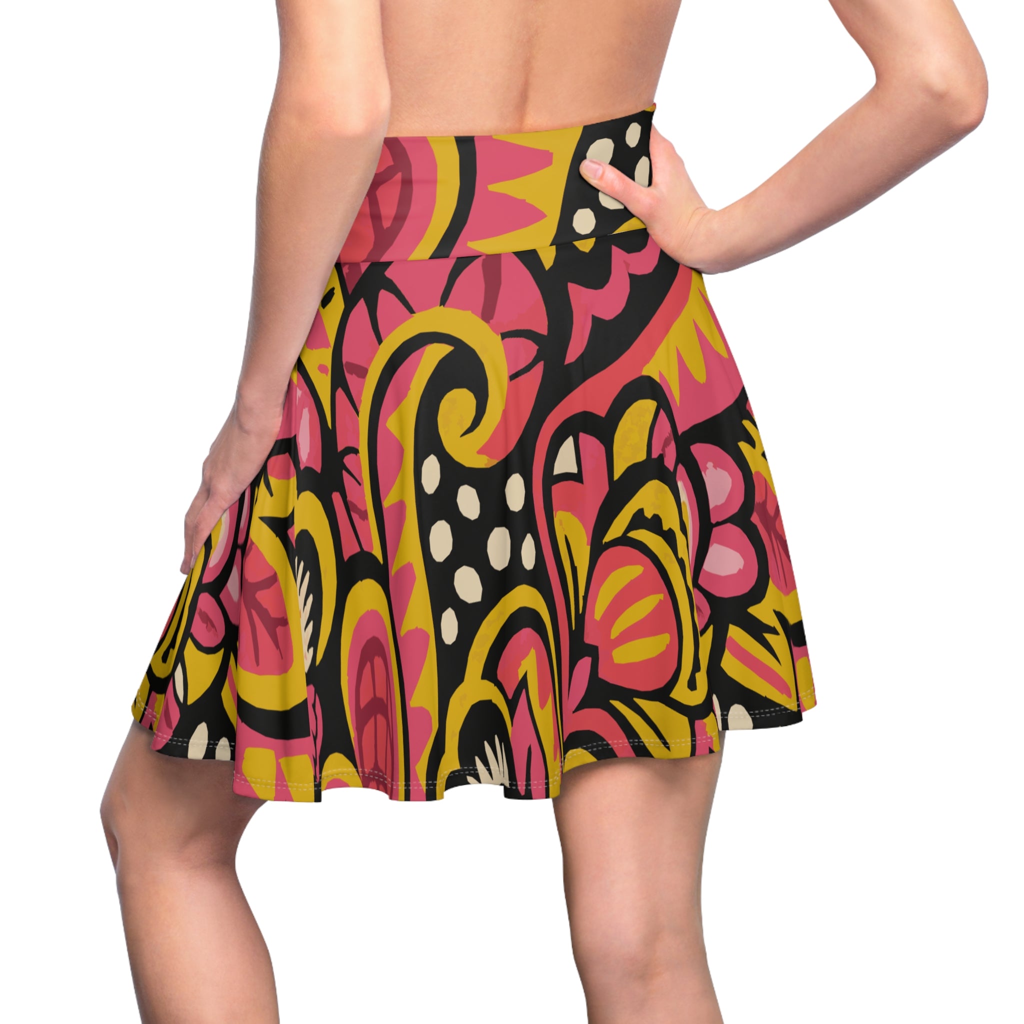 Colorful Floral Women's Skater Skirt, Boho Chic, Summer Fashion, Festival Wear, Casual Outfit, Flowy Skirt, Everyday Style
