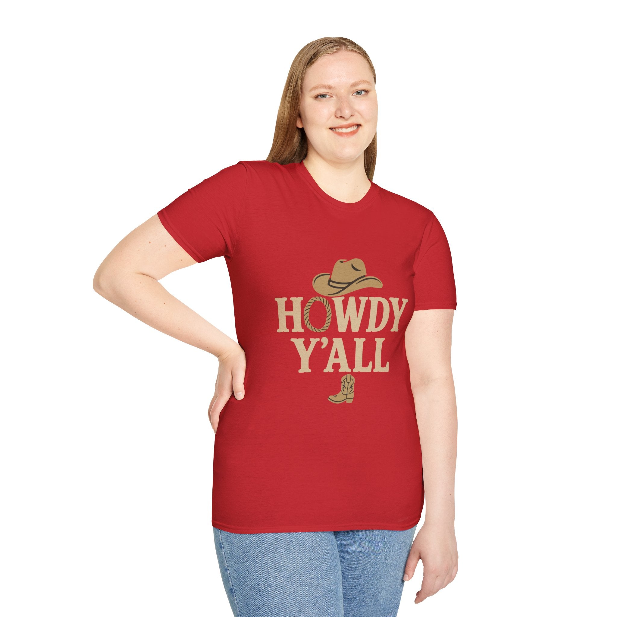Howdy Y'all Western T-Shirt, Cowboy Tee, Country Music Shirt, Gift for Cowpoke, Unisex Softstyle Shirt