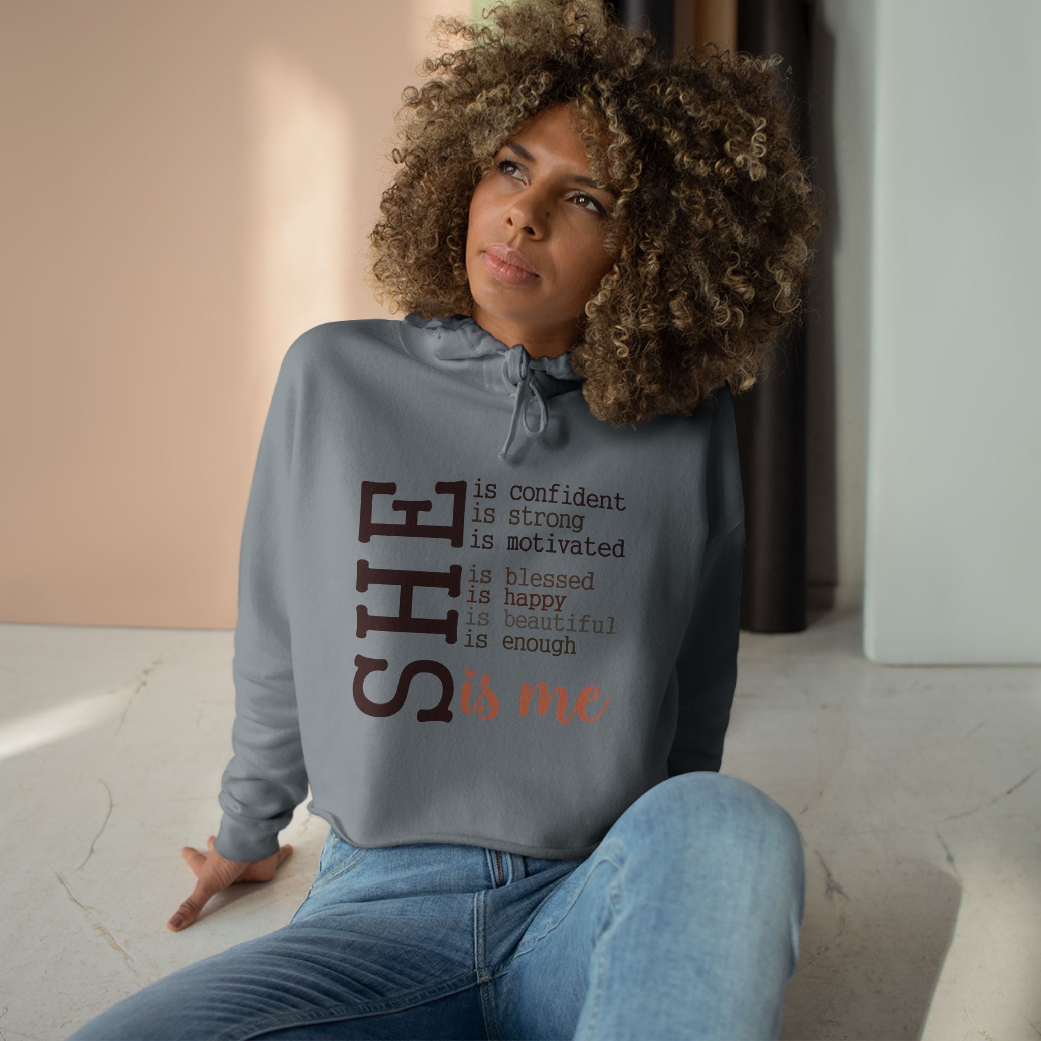 Confidence Crop Hoodie - Motivational Fashion, Gift for Women, Empowerment Apparel, Casual Style, Inspirational Hoodie