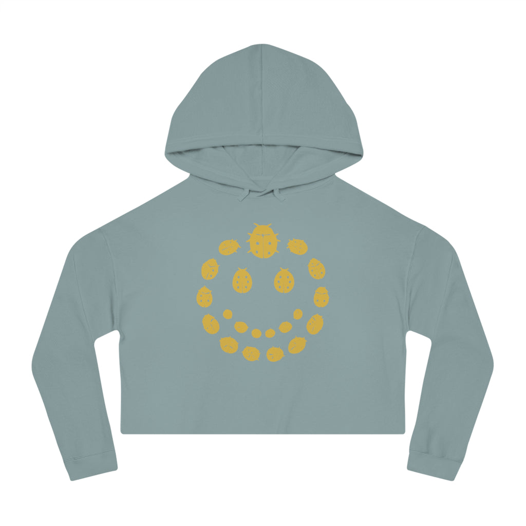 Gold Ladybug Cropped Hoodie, Trendy Women's Hoodie, Cute Casual Sweatshirt, Gift for Her, Summer Fashion, Comfortable Lifestyle