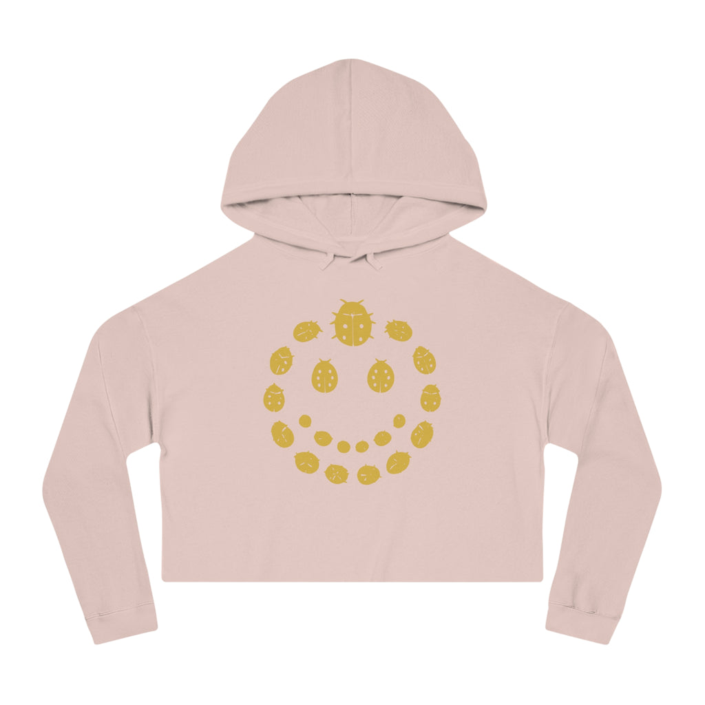 Gold Ladybug Cropped Hoodie, Trendy Women's Hoodie, Cute Casual Sweatshirt, Gift for Her, Summer Fashion, Comfortable Lifestyle