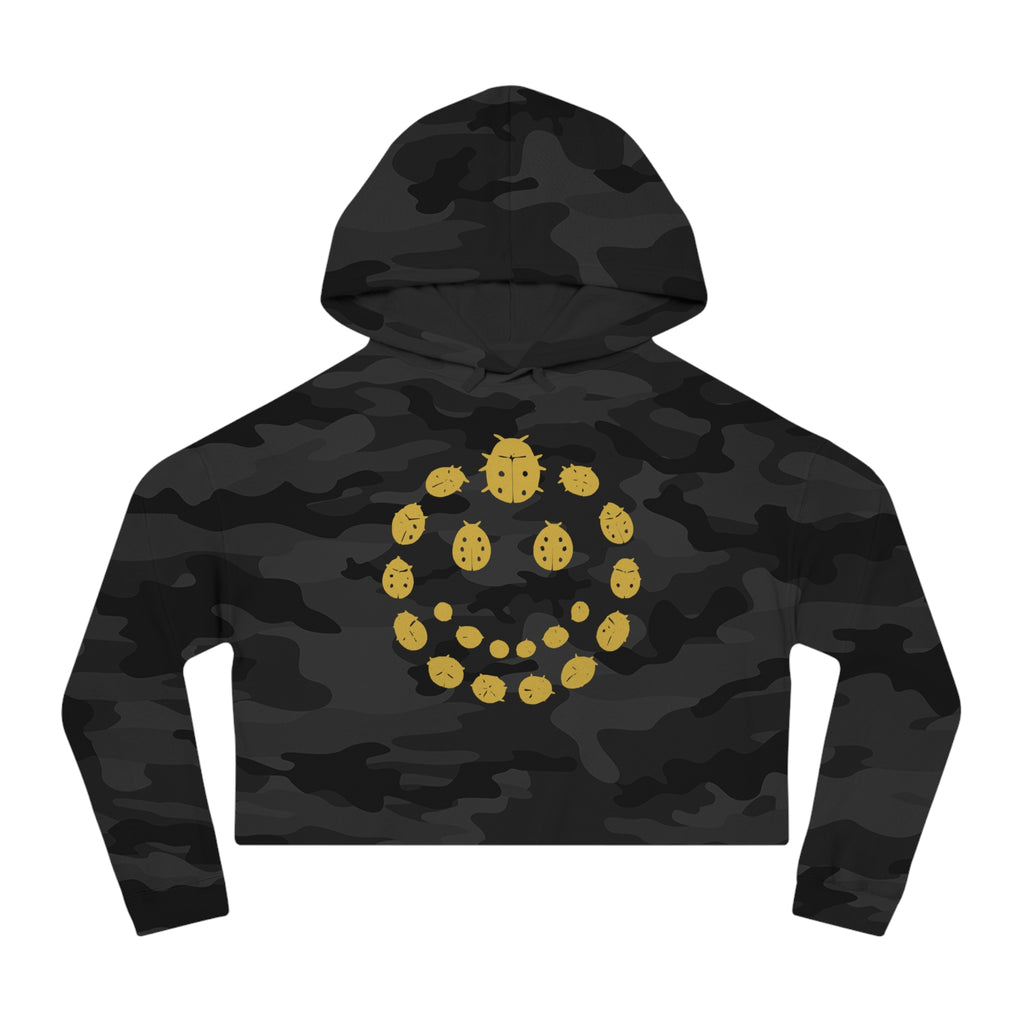 Gold Ladybug Cropped Hoodie, Trendy Women's Hoodie, Cute Casual Sweatshirt, Gift for Her, Summer Fashion, Comfortable Lifestyle